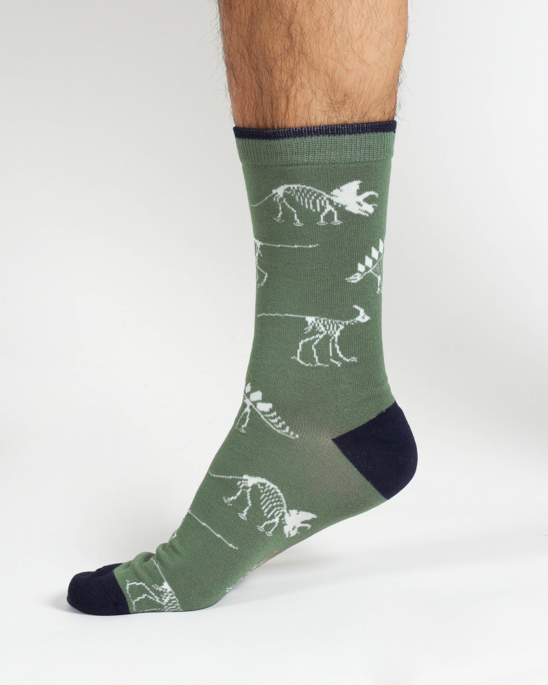 Dino Bamboo 2 Socks in a Bag - Green/Navy