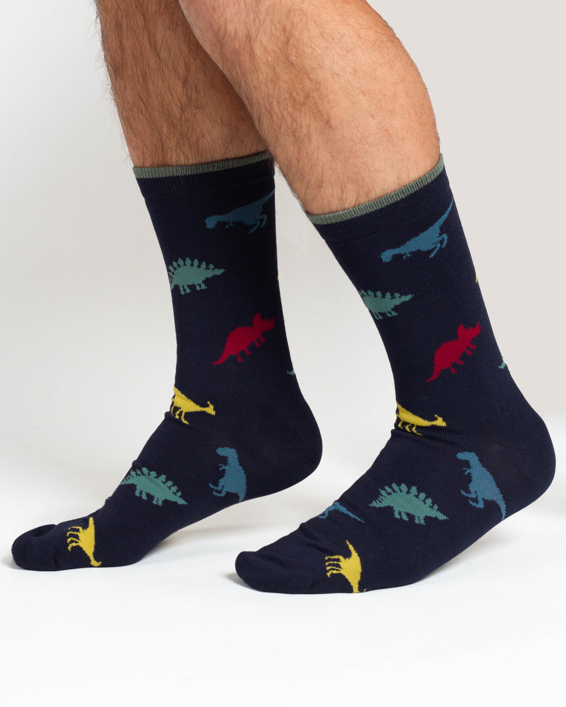 Dino Bamboo 2 Socks in a Bag - Green/Navy