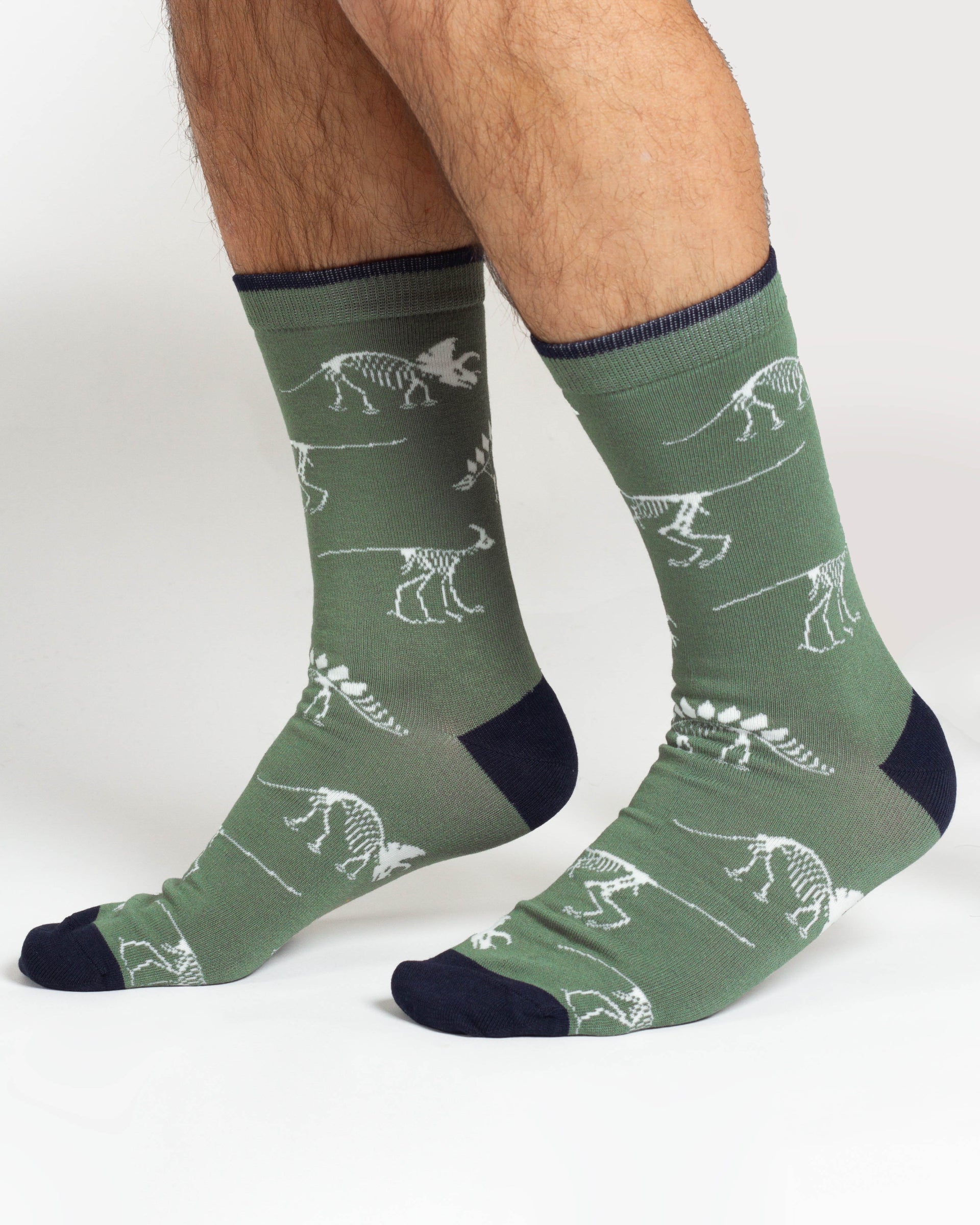 Dino Bamboo 2 Socks in a Bag - Green/Navy