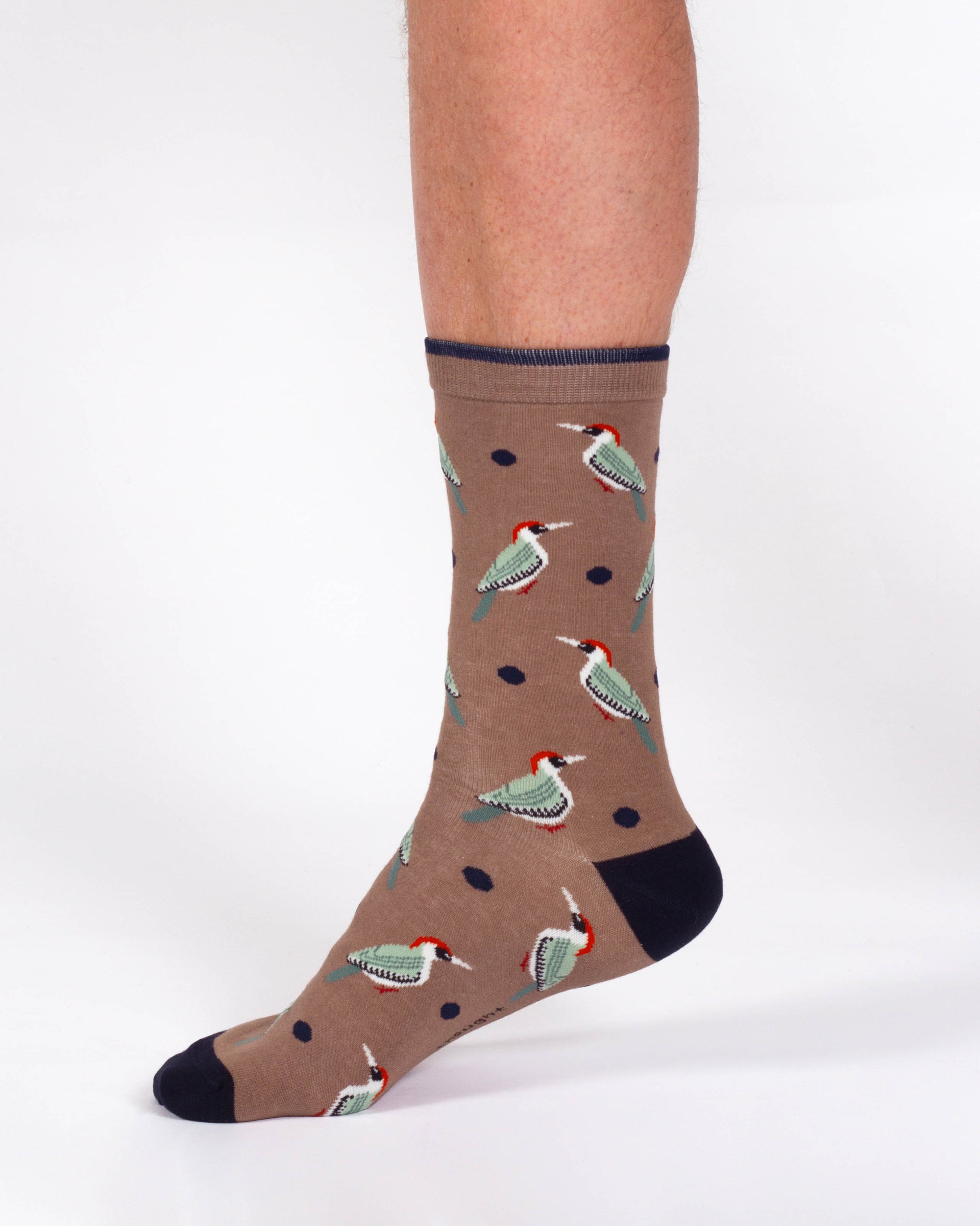 Woodpecker Organic Cotton Crew Socks - Brown Multi