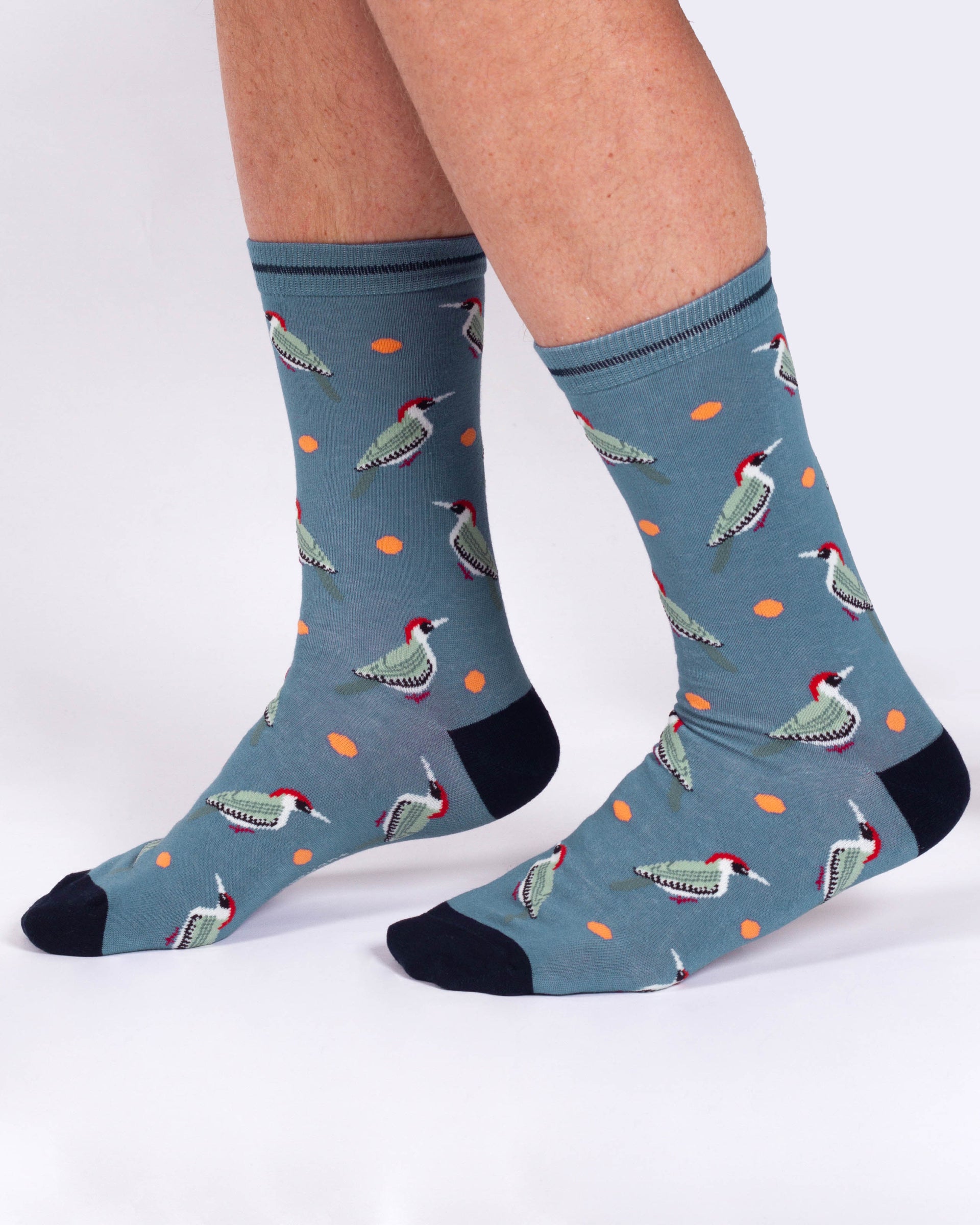 Woodpecker Organic Cotton Crew Socks - Blue Multi