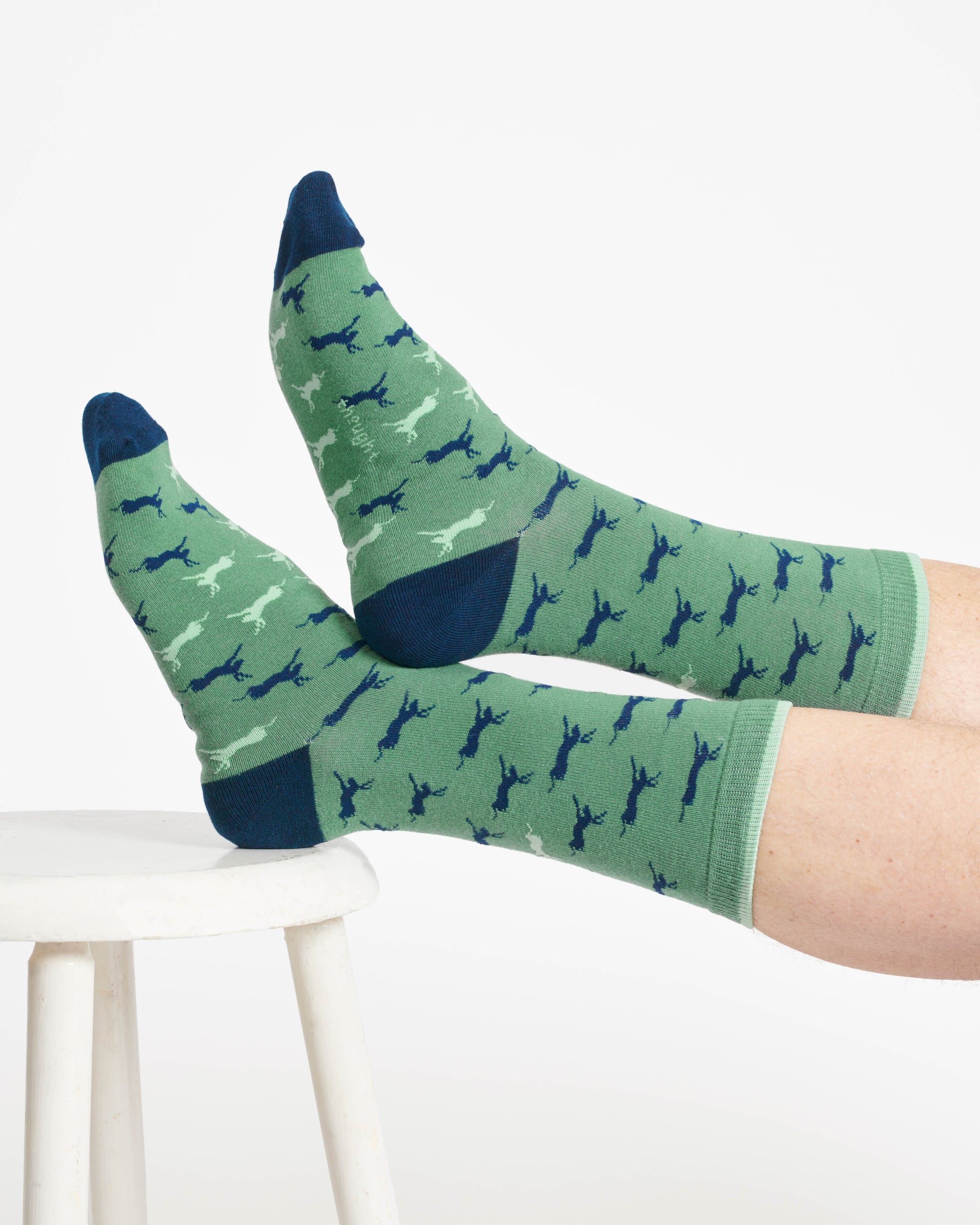 Hare Bamboo Crew Socks - Green/Hare