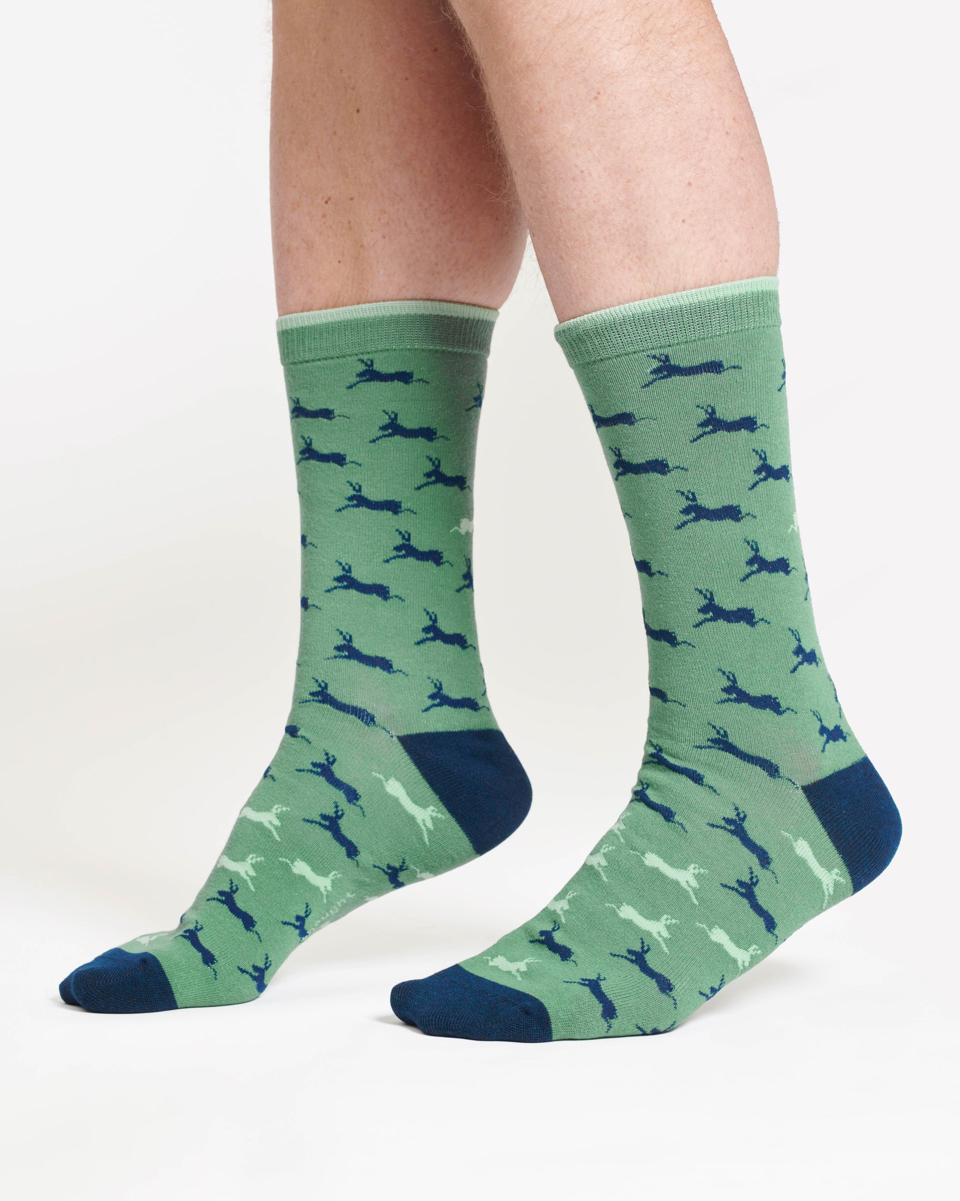 Hare Bamboo Crew Socks - Green/Hare