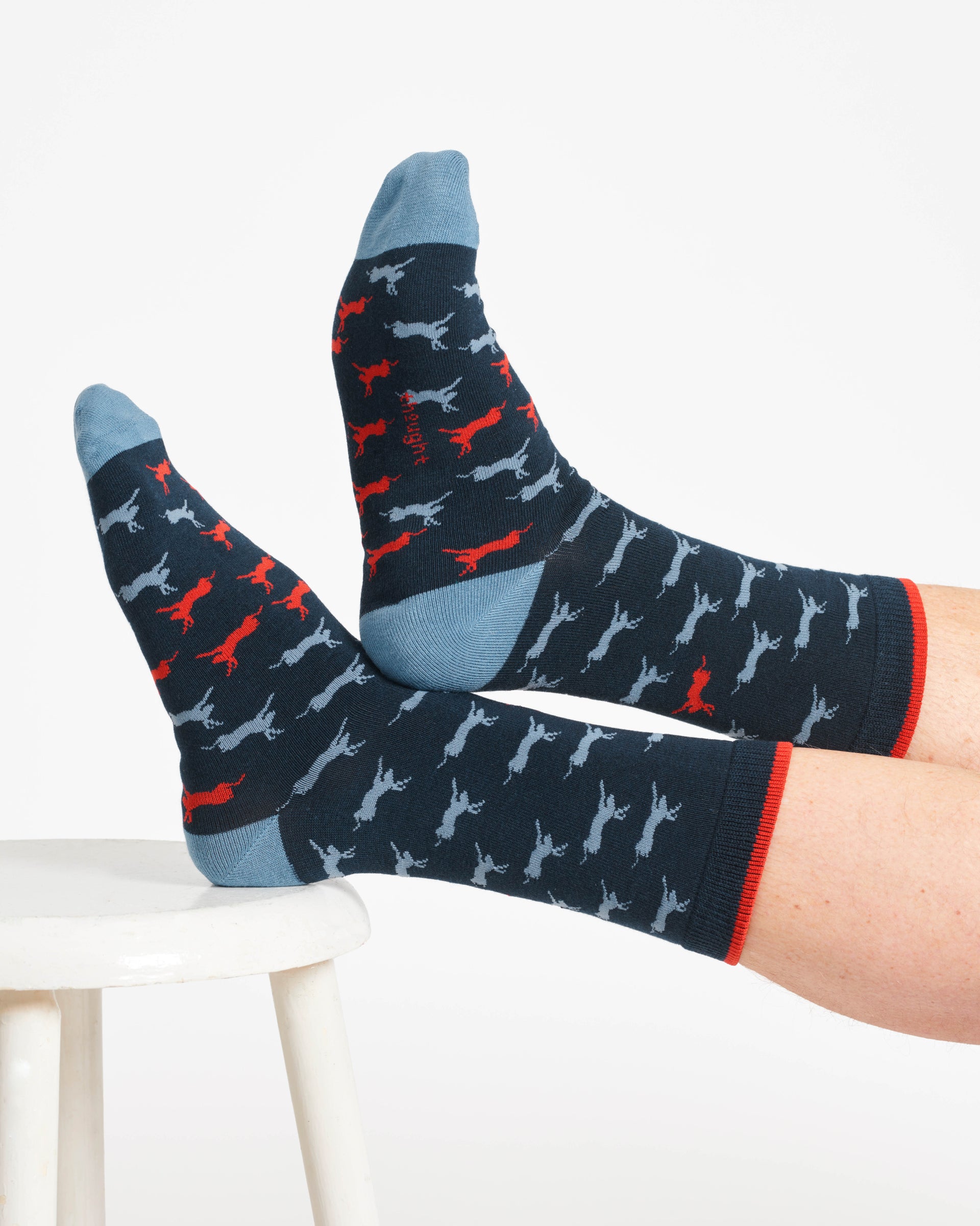 Hare Bamboo Crew Socks - Navy/Hare