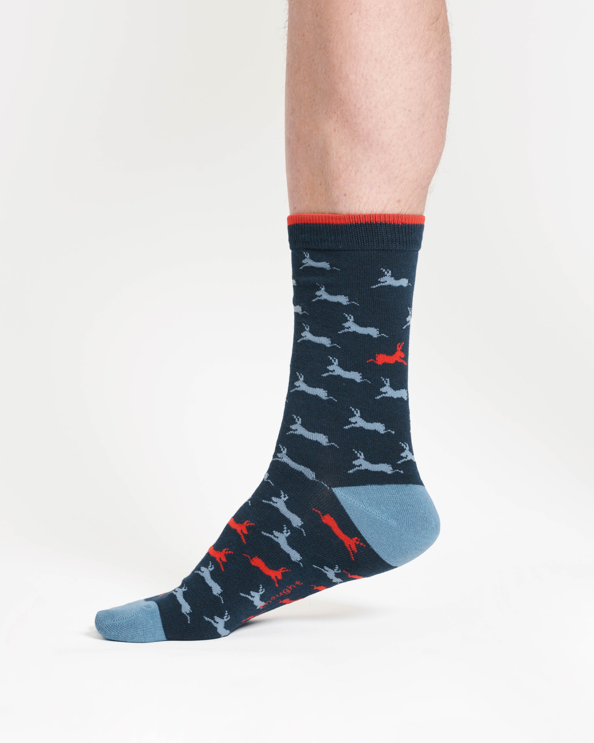 Hare Bamboo Crew Socks - Navy/Hare
