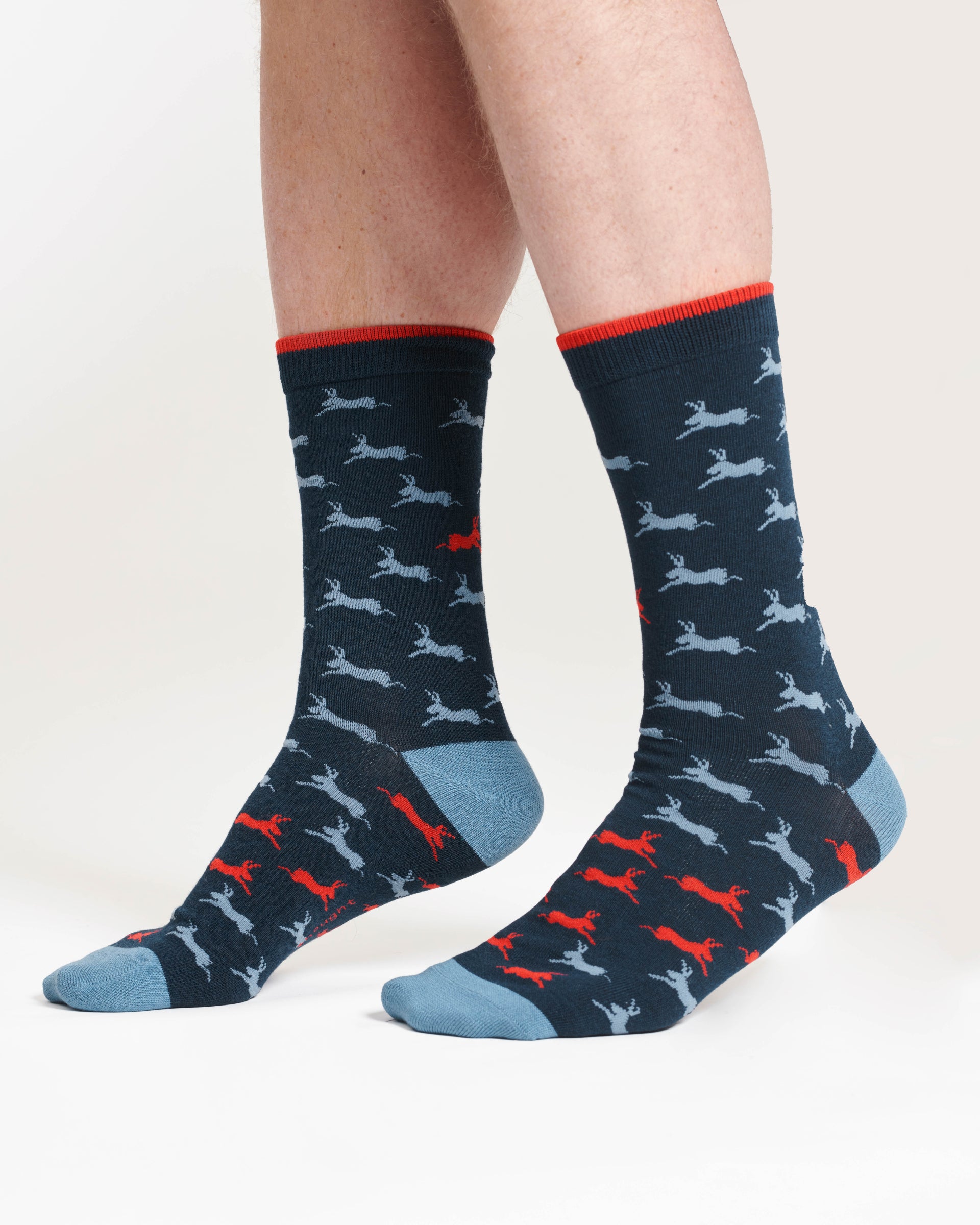 Hare Bamboo Crew Socks - Navy/Hare