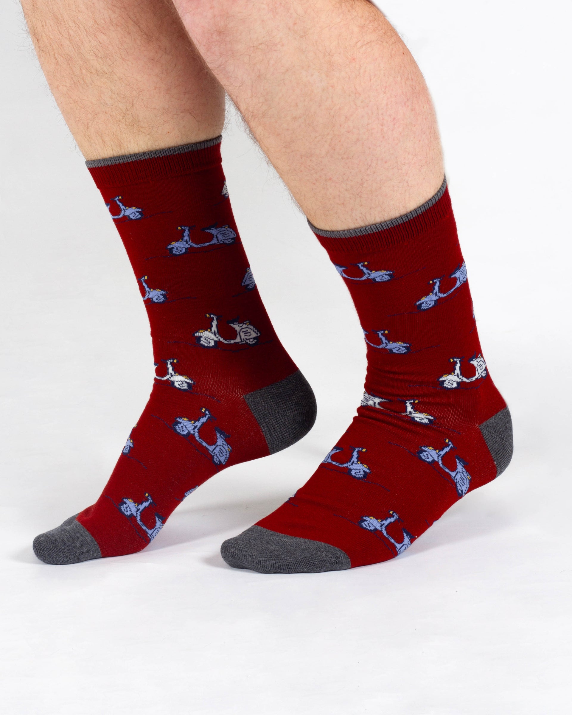Speedy Scooter Bamboo Crew Socks - Burgundy
