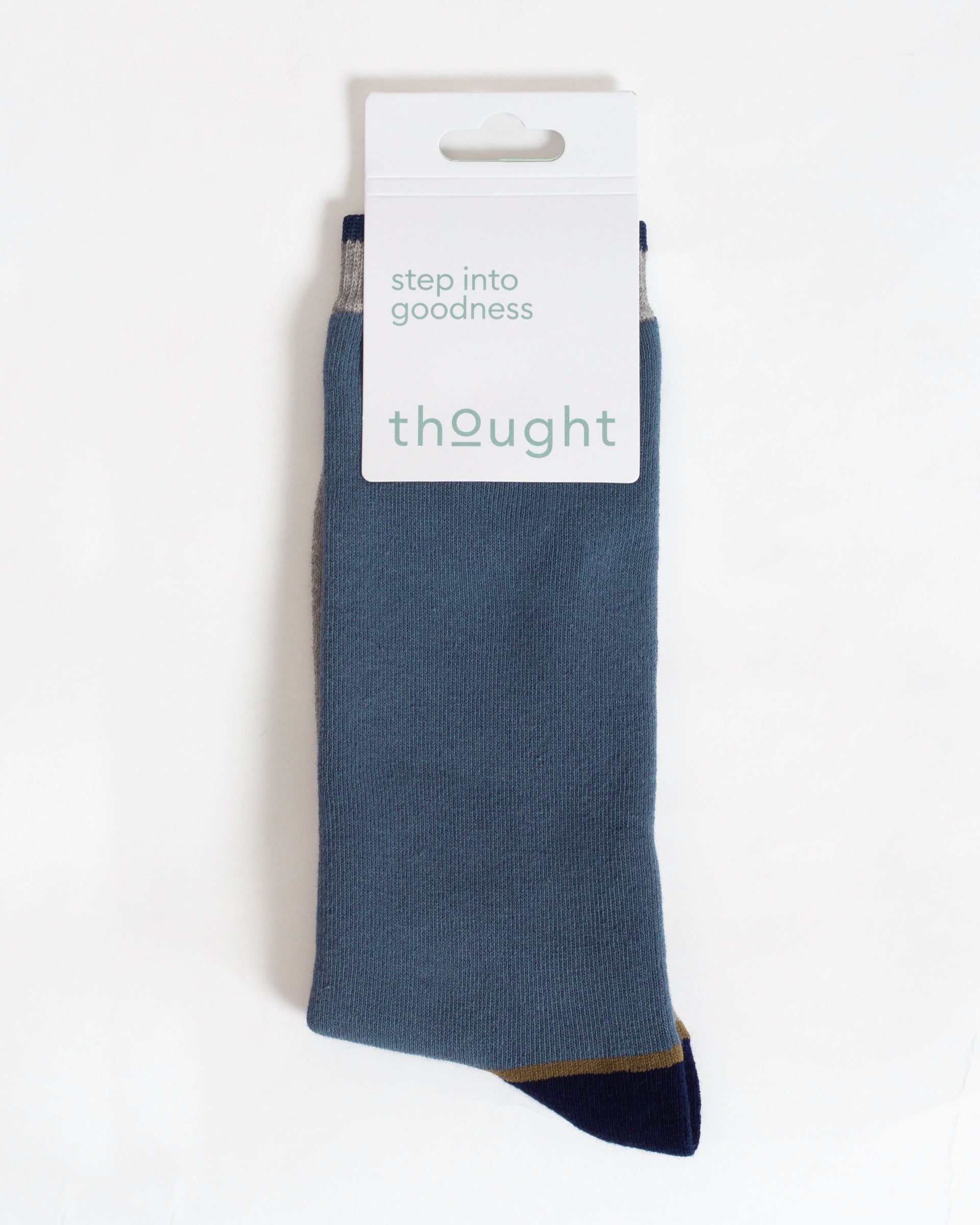Block Colour Walker Crew Socks - Grey/Blue