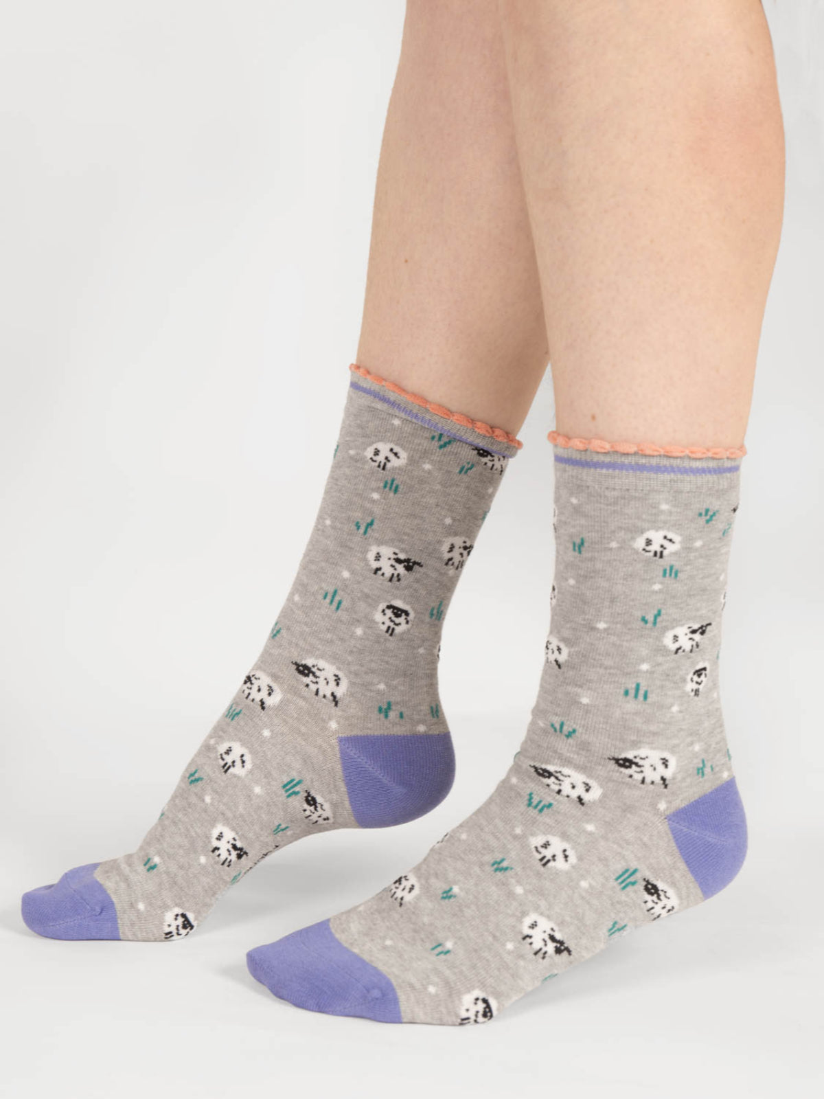 Womens Sheep Bamboo Socks - Grey Marl