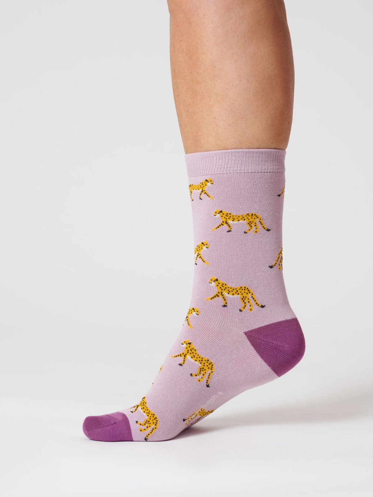Womens Leopard Bamboo Socks - Dusk Lilac