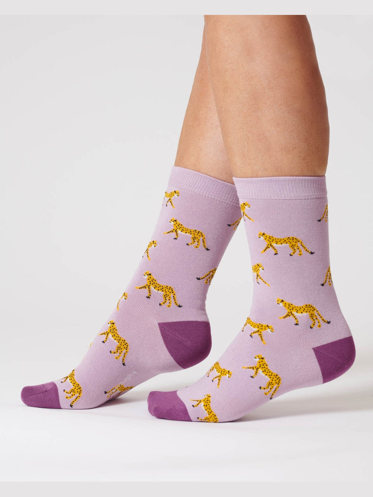 Womens Leopard Bamboo Socks - Dusk Lilac