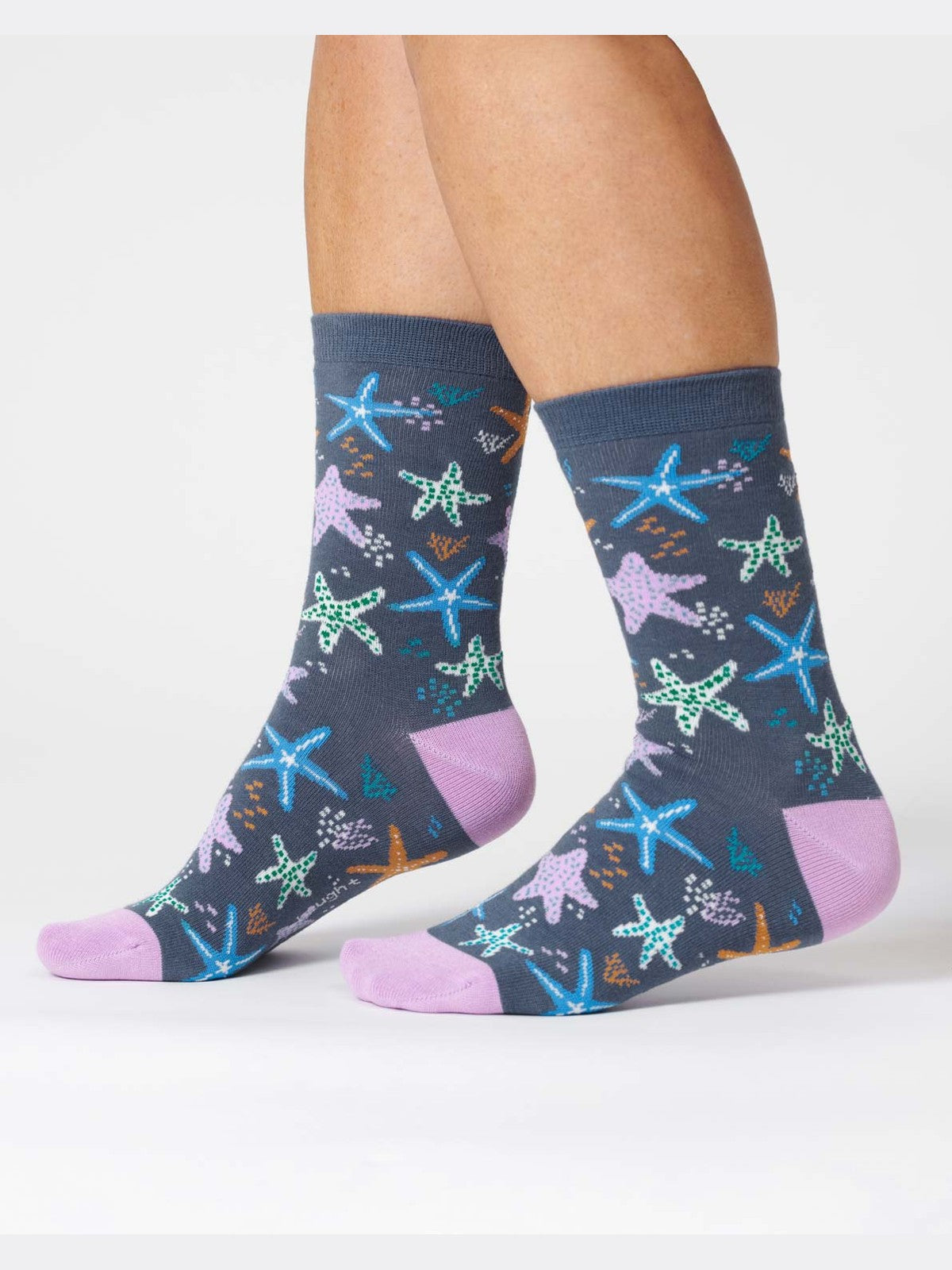 Womens Starfish Bamboo Sock - Blueberry