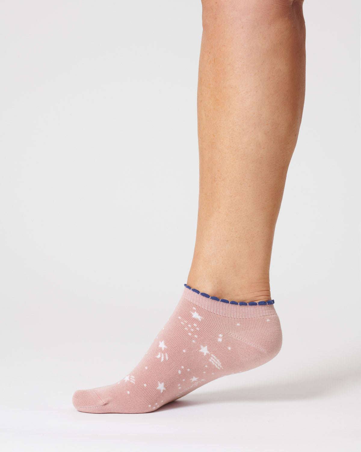Womens Starry Organic Cotton Trainer Socks - Blush Pink