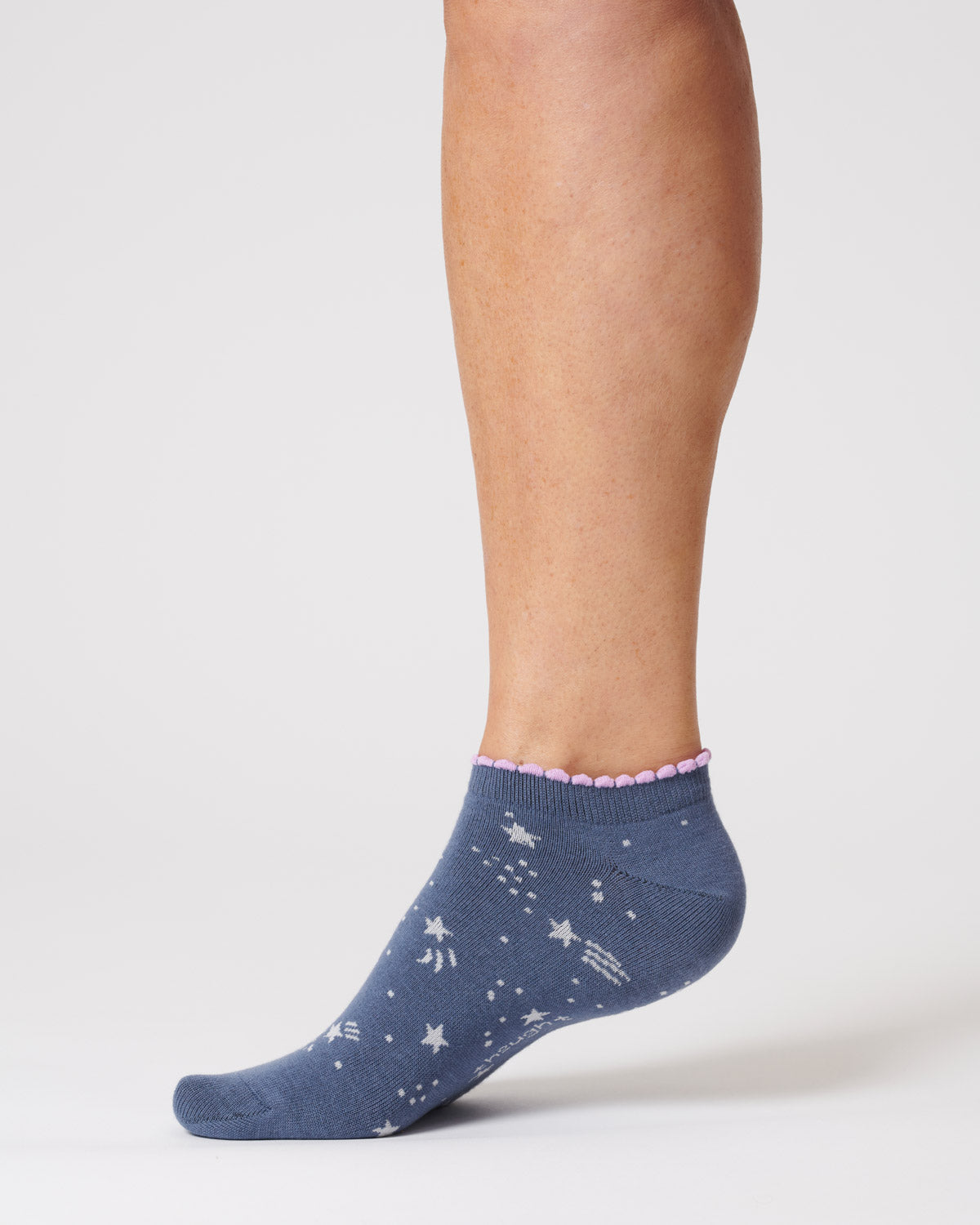 Womens Starry Organic Cotton Trainer Socks - Blueberry