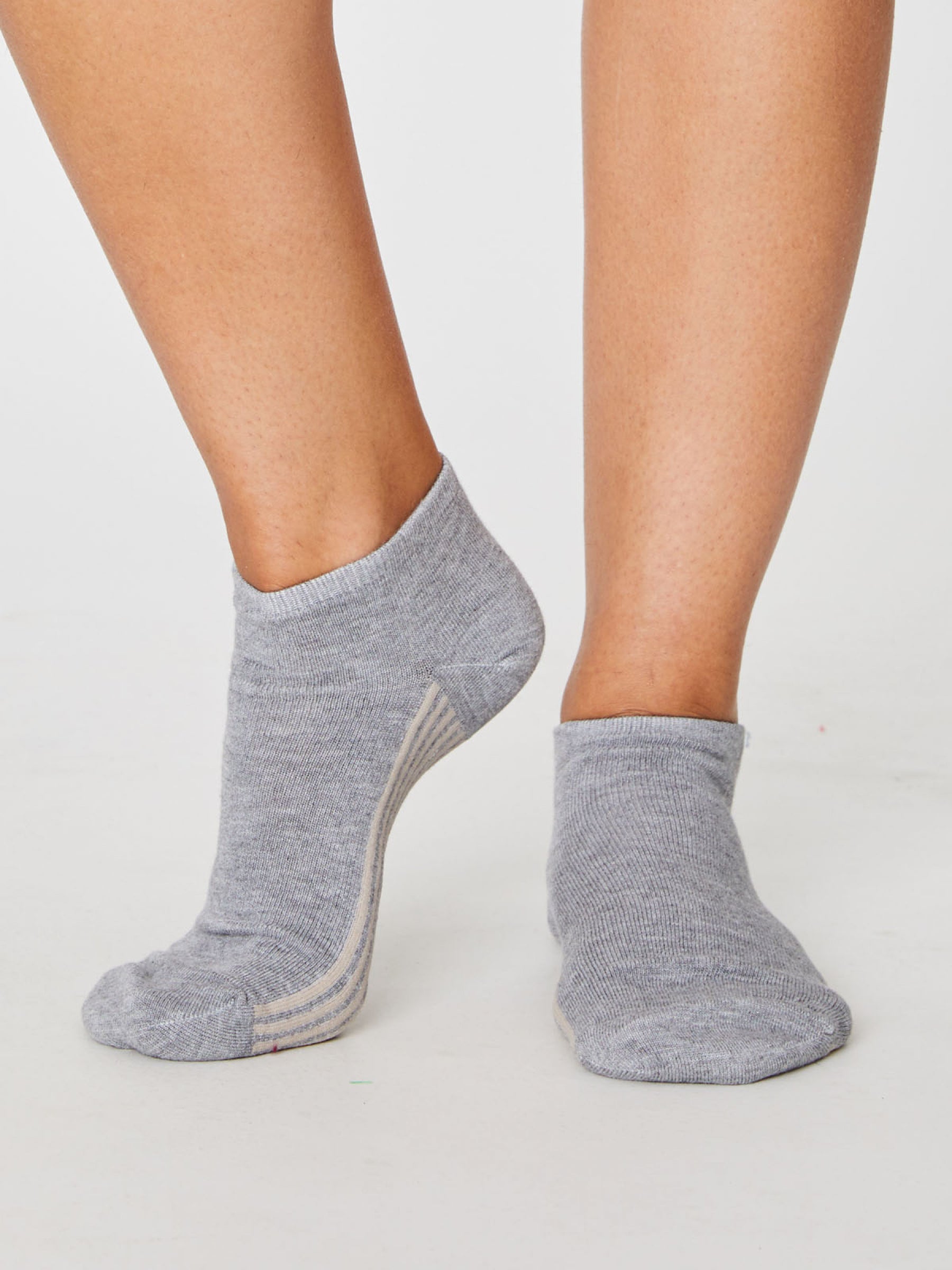 Solid Jane Trainer Socks - Mid Grey Marle