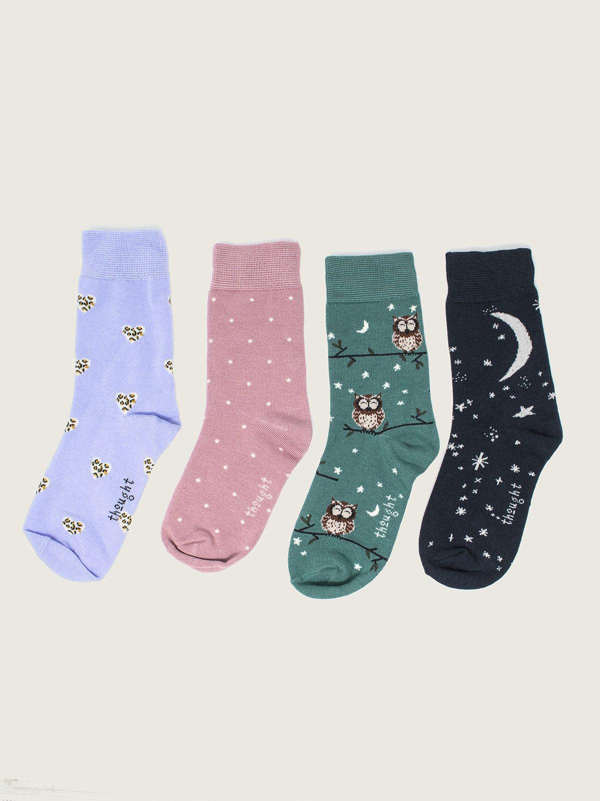 Pretty Night Sky Bamboo Organic Cotton 4 Pack Kids Socks Gift Box - Thought Clothing UK