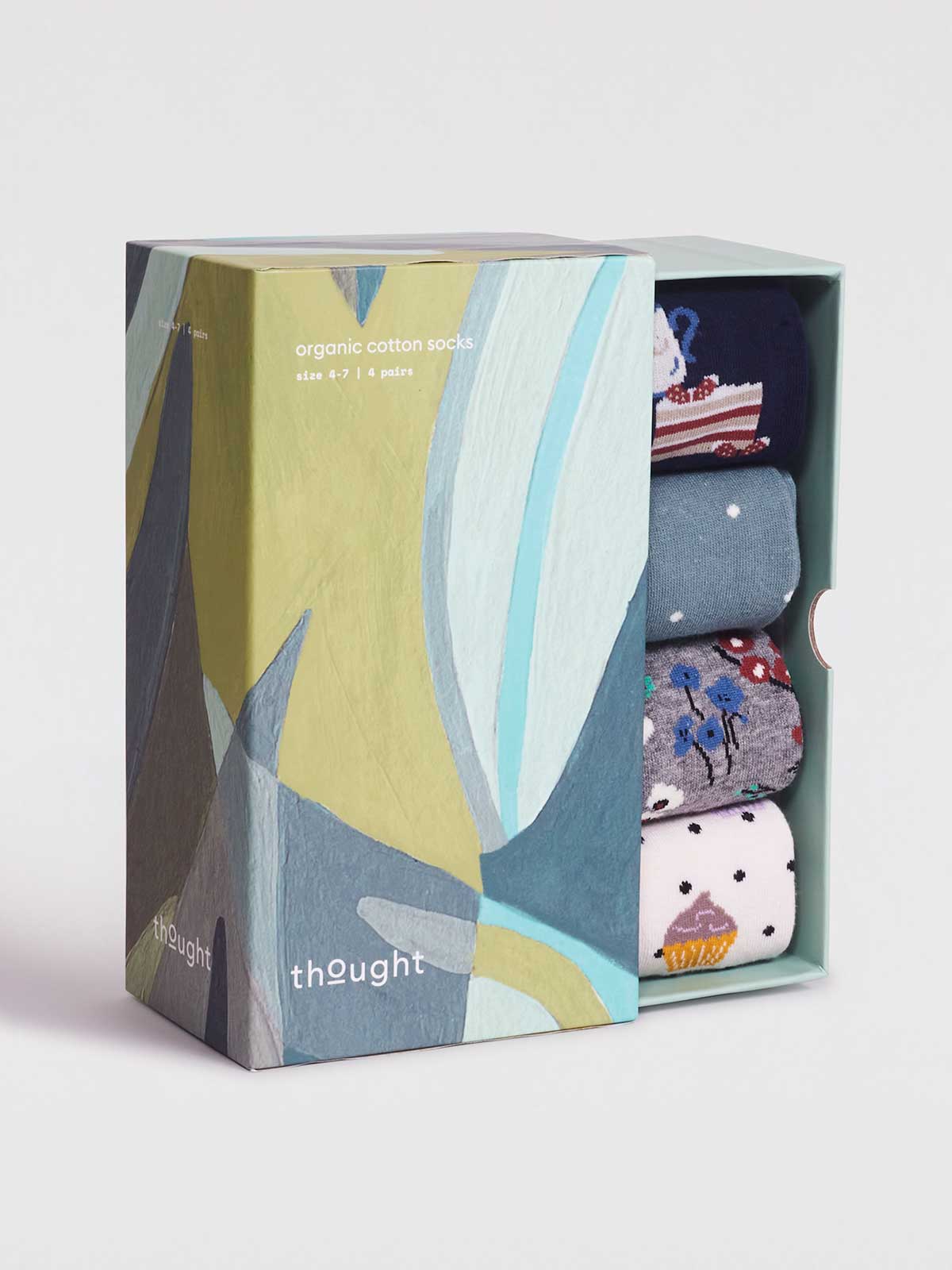 Fiona Organic Cotton Afternoon Tea Sock Box - Multi