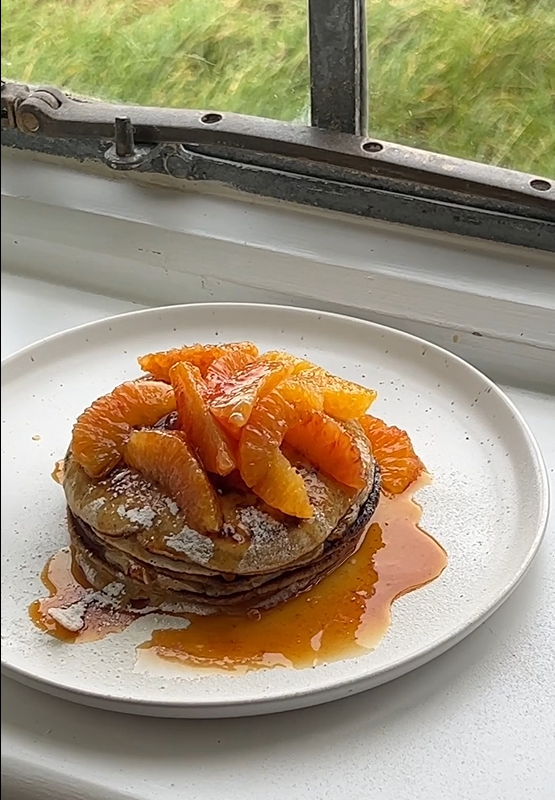 Xanthe’s cinnamon pancakes with orange syrup recipe