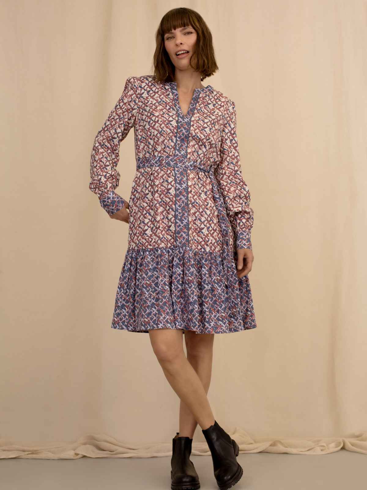 knee length dresses for ladies Rosalia Pink Floral Embroidered Shift Dress – Frock and Frill main image 0