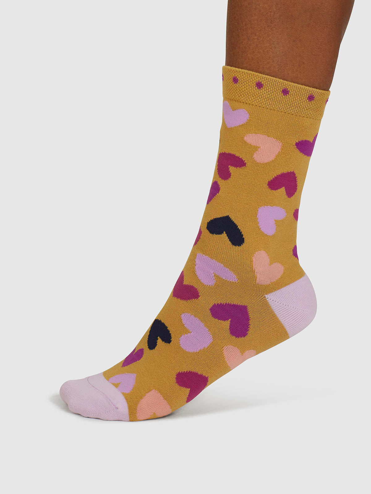 Tyas Heart Organic Cotton Socks - Cumin Yellow