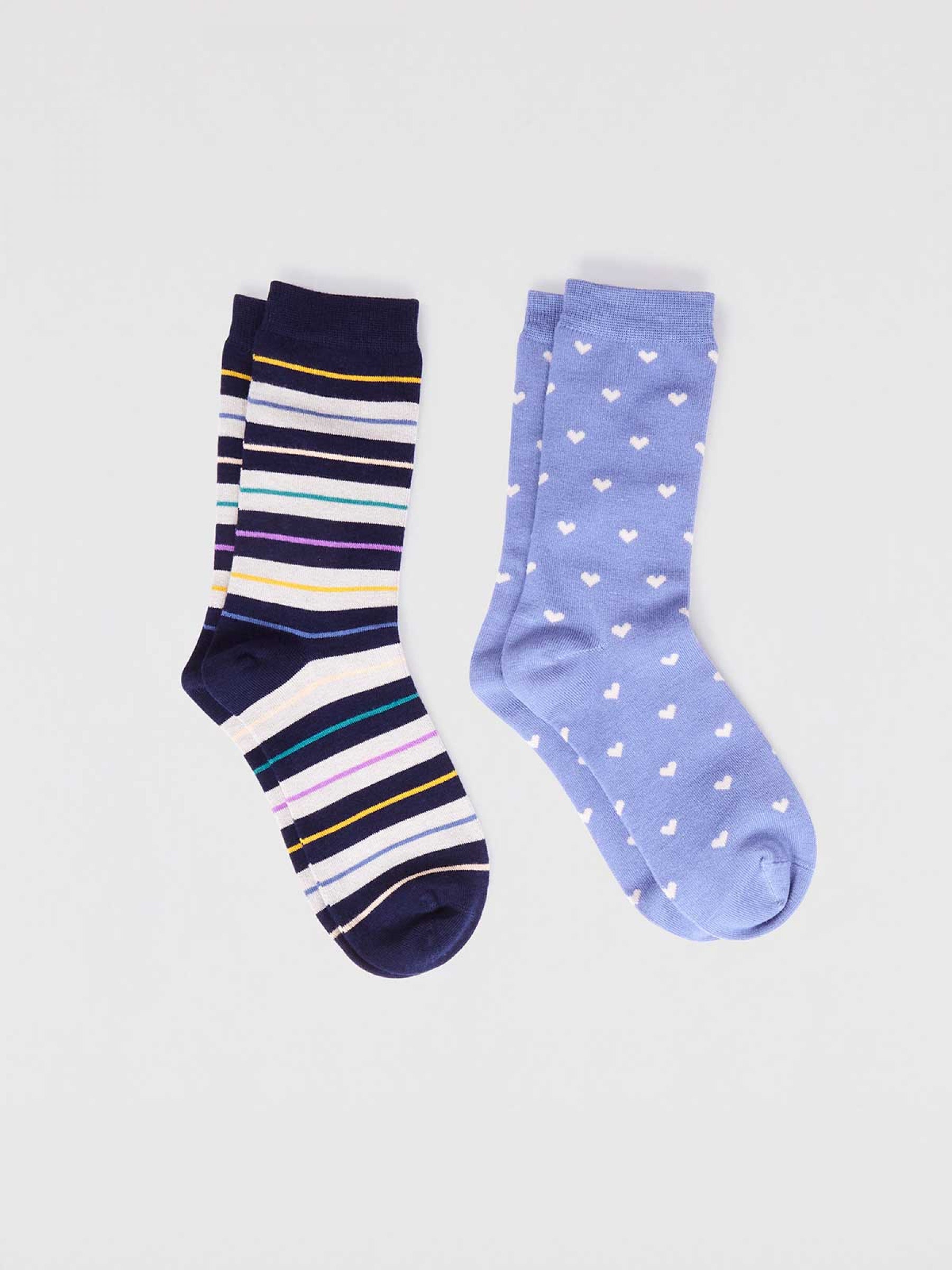 Evie Bamboo Heart 2 Pack Socks - Multi