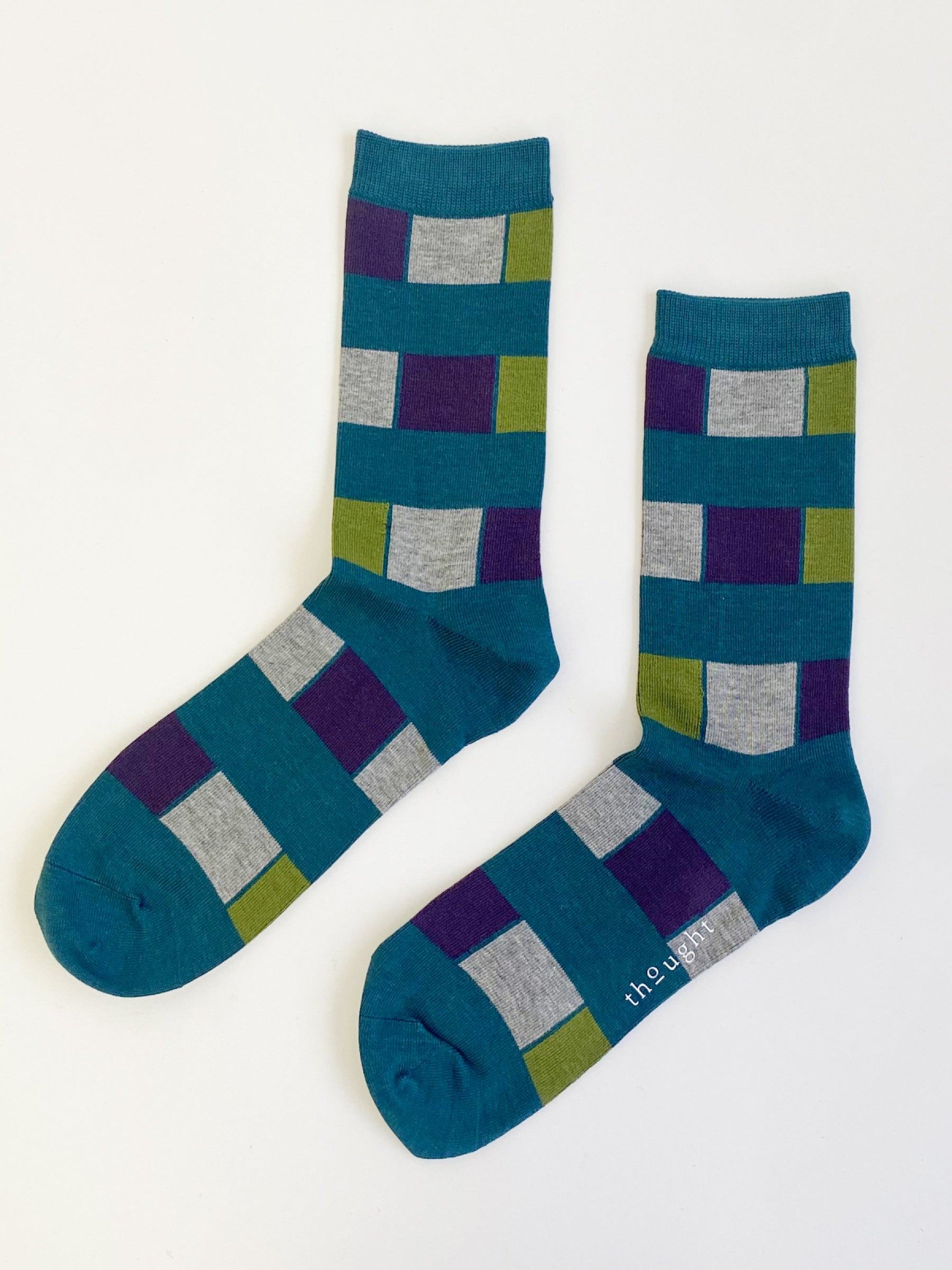 Geo Stripe Socks - Deep Teal