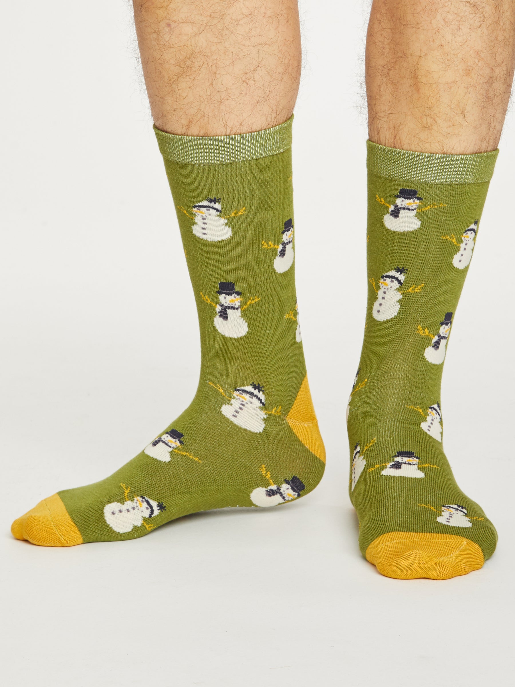 Snowman Socks - Olive