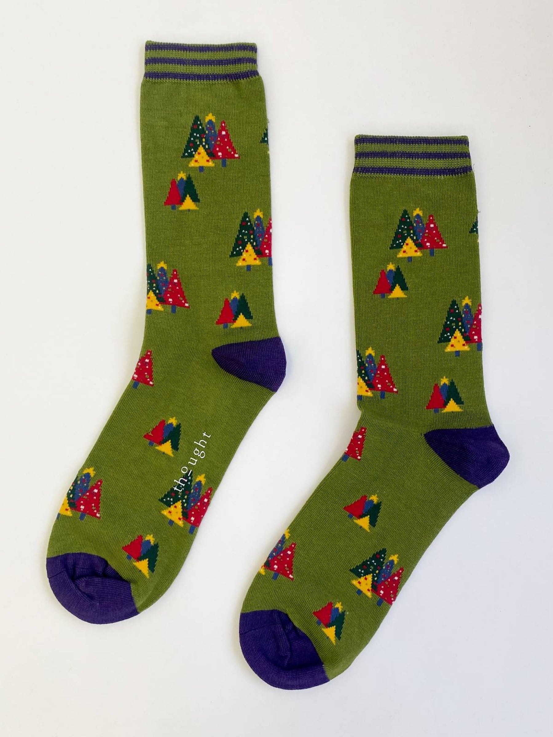 Christmas Tree Socks - Olive