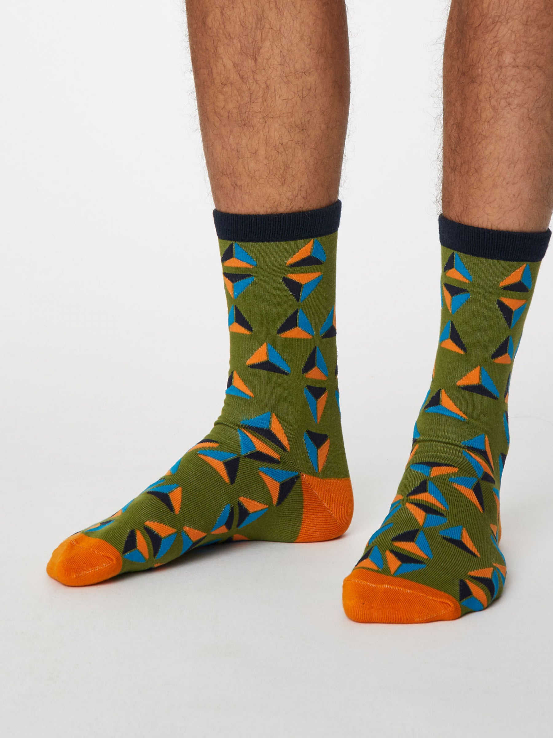 Geometrico Socks - Olive Green