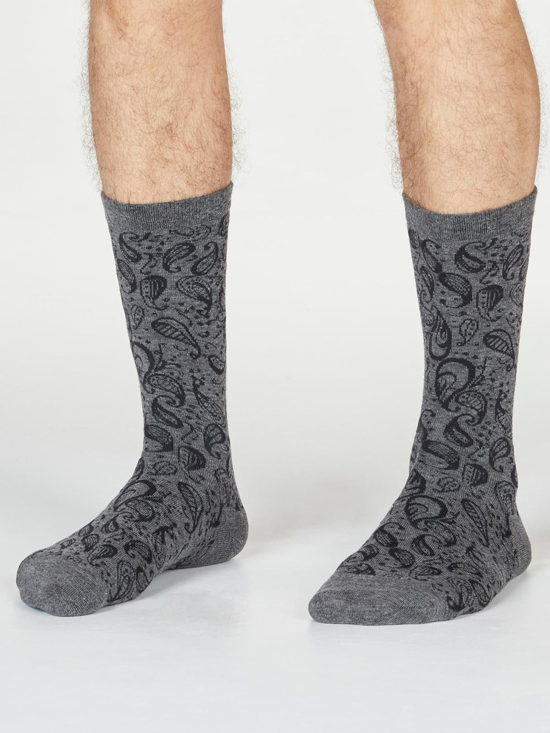 Larnard Paisley Socks - Dark Grey Marle