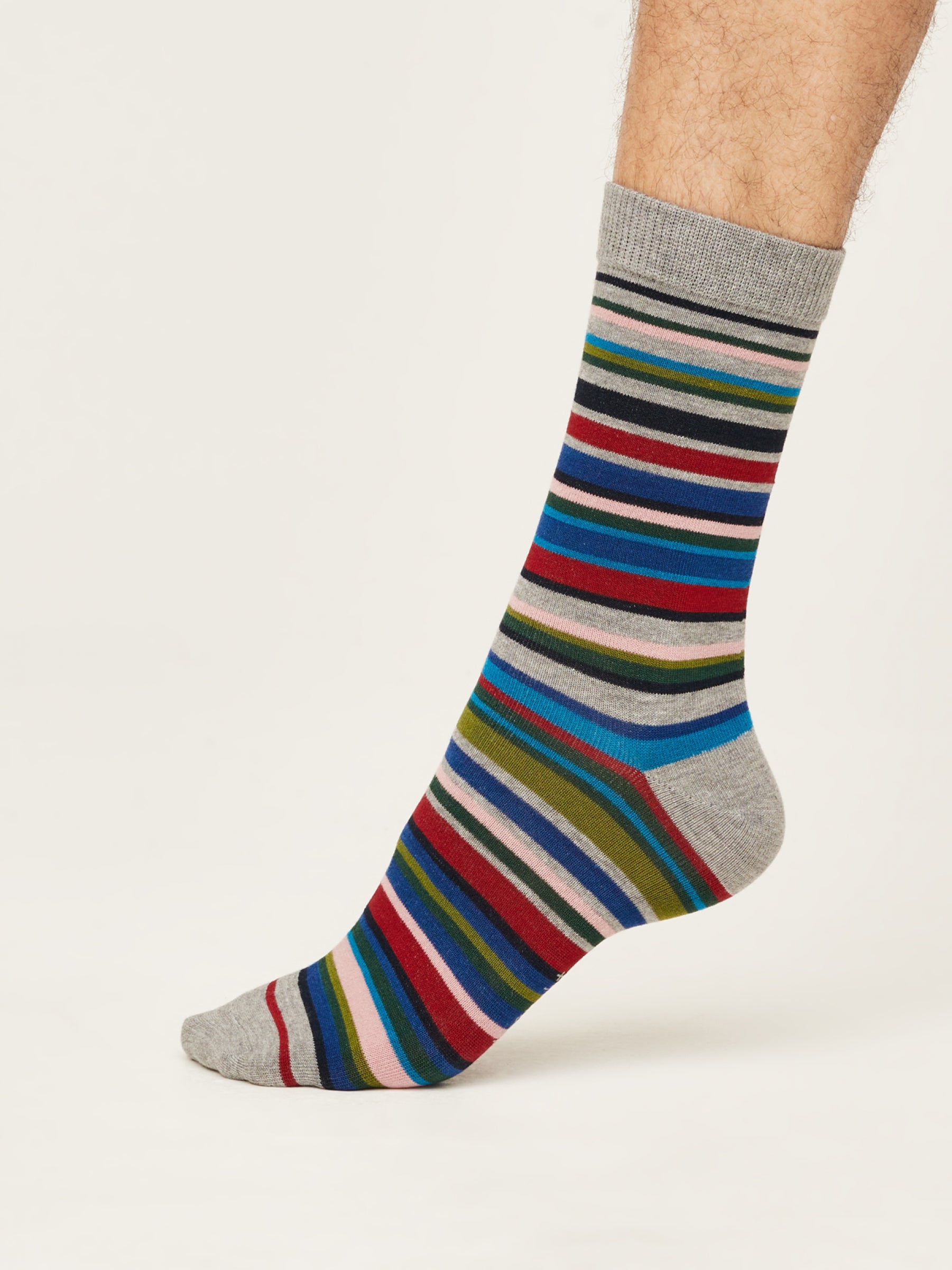 Multistripe Socks - Mid Grey Marle