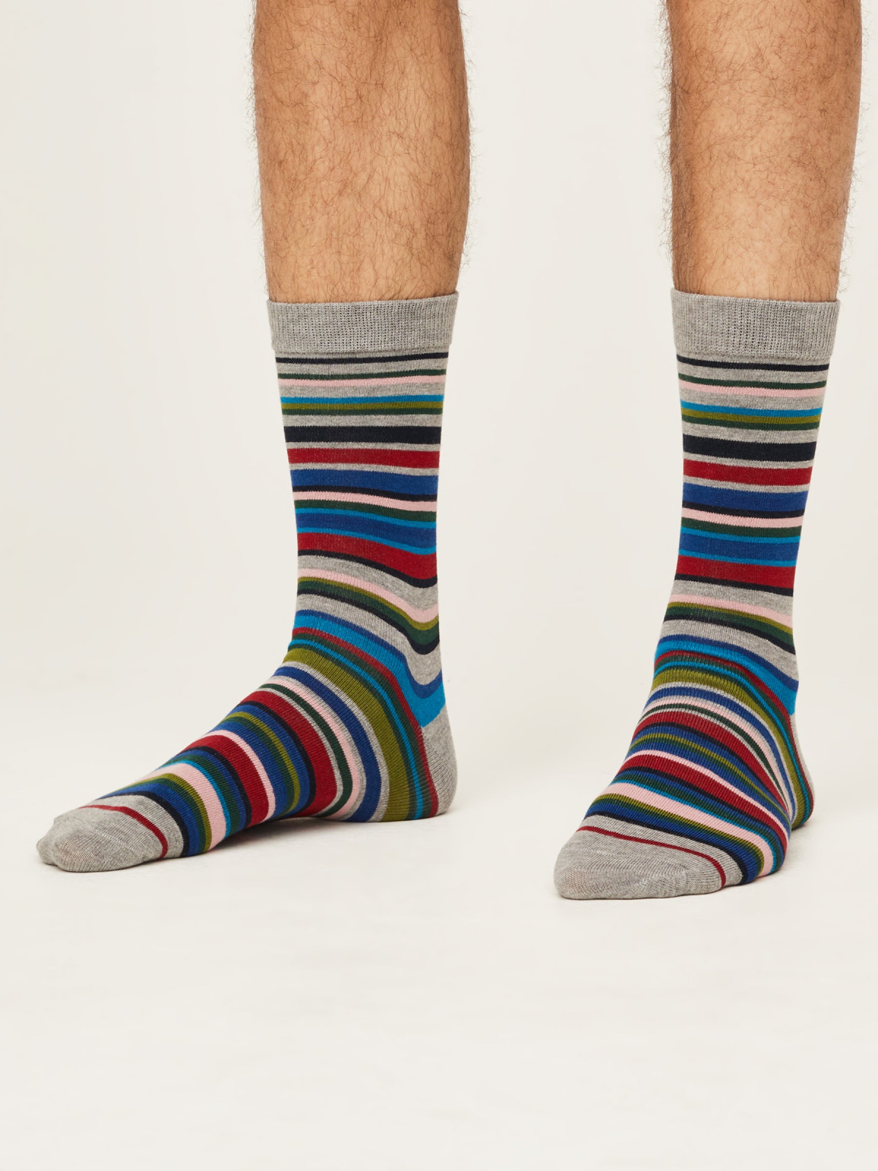 Multistripe Socks - Mid Grey Marle