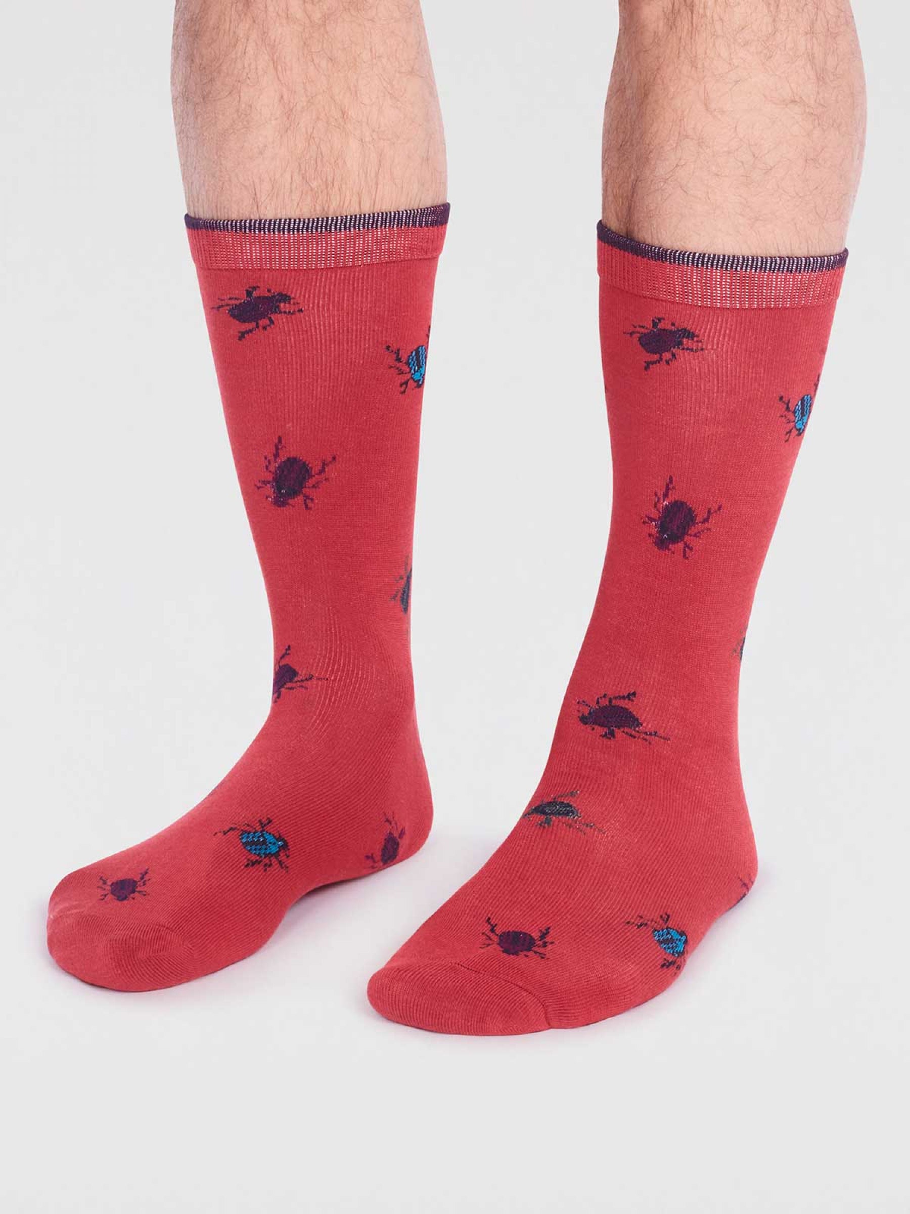 Brody Bamboo Bug Socks - Hibiscus Red