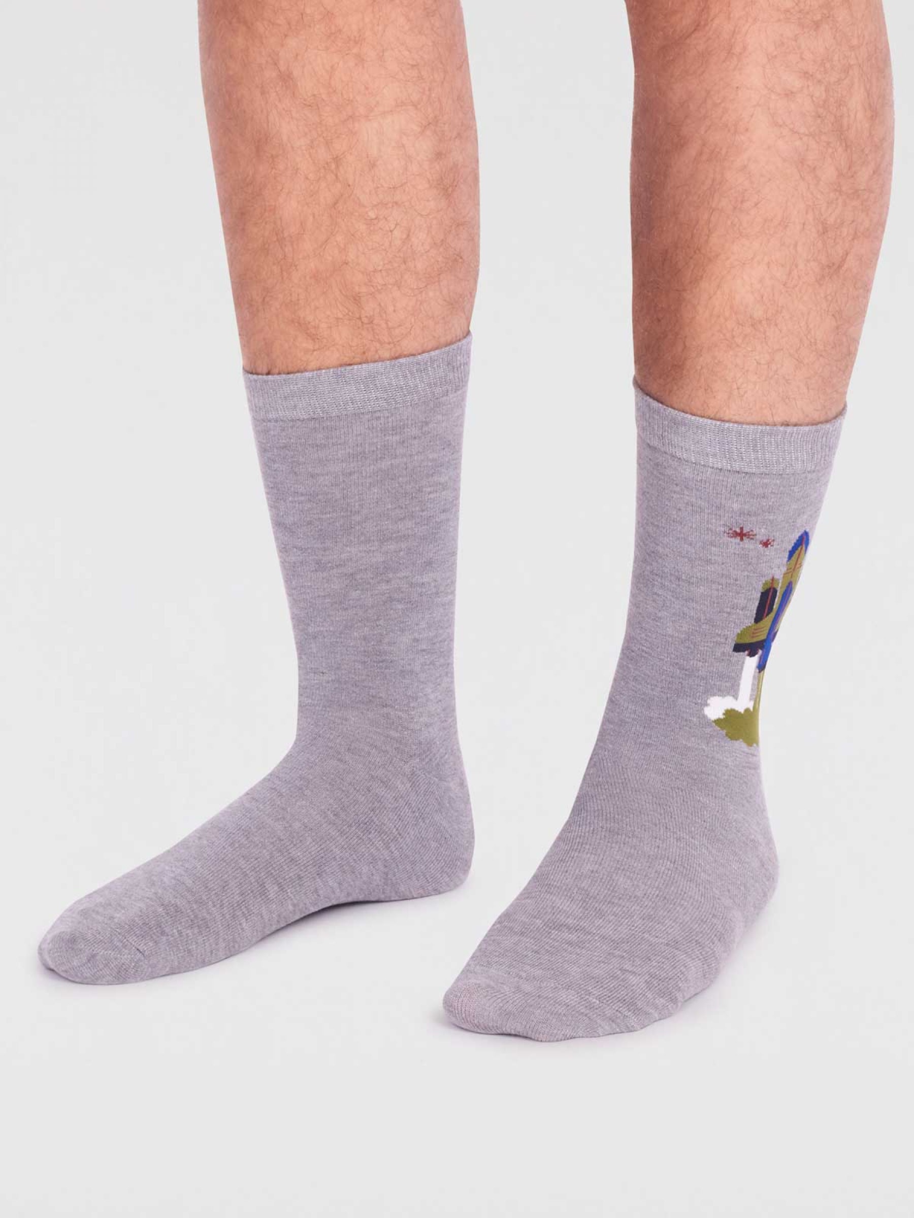 Onyx Organic Cotton Rocket Socks - Grey Marle