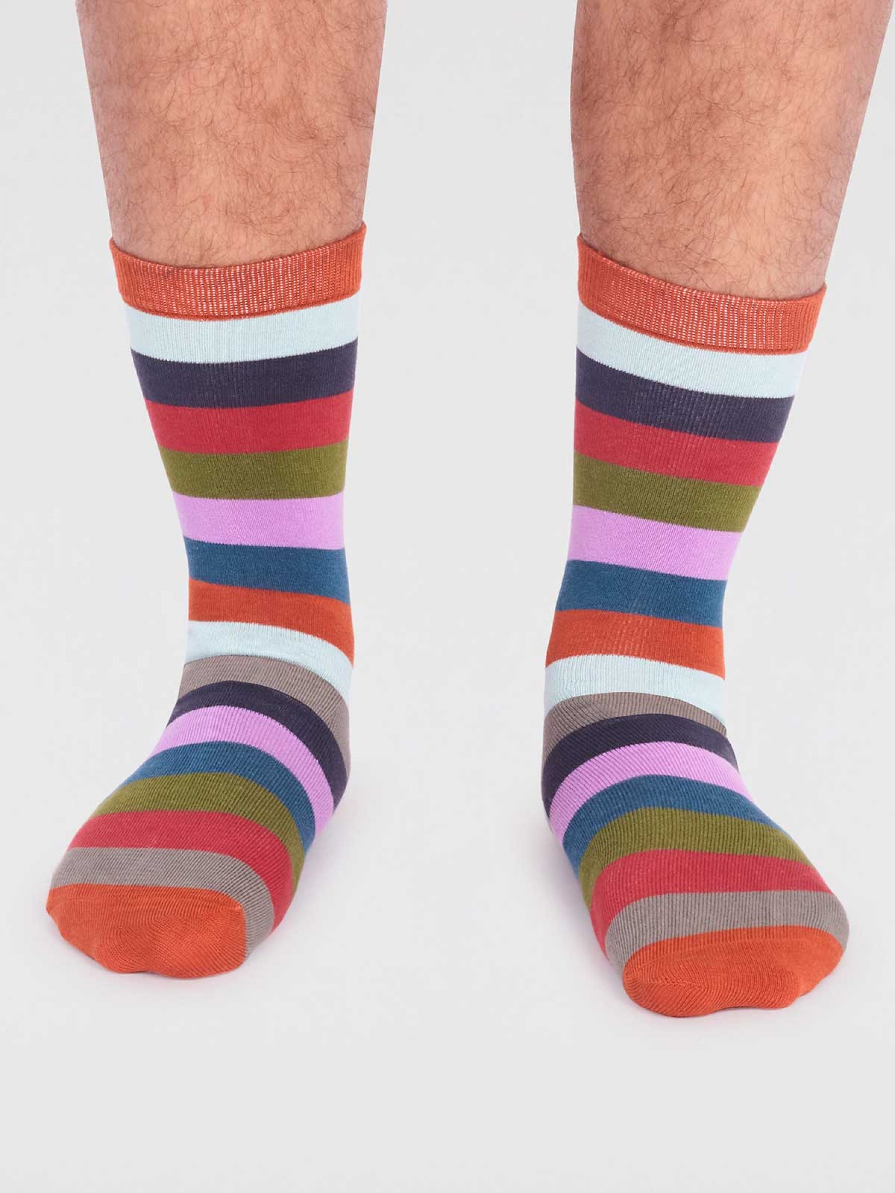 Jase Bamboo Stripe Socks - Jaffa Orange