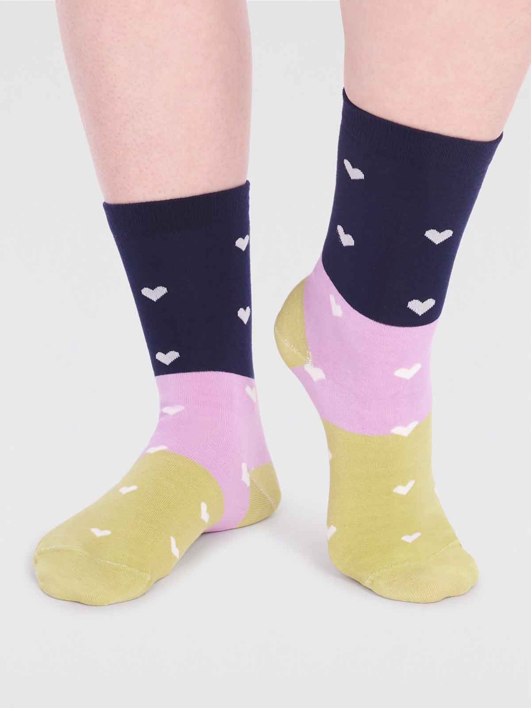 Nova Organic Cotton Heart Socks - Navy