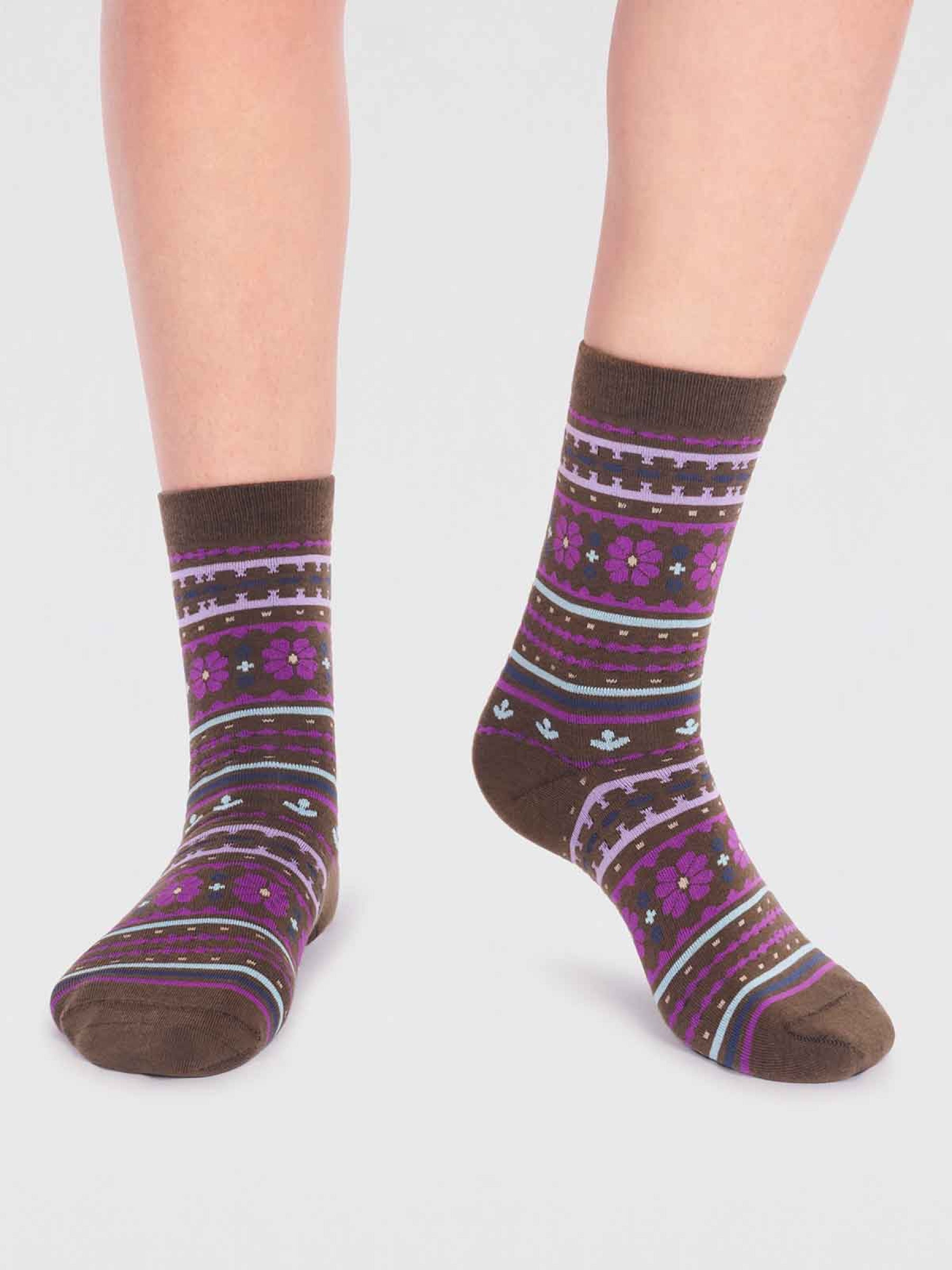 Waverly Organic Cotton Pattern Socks - Moss Green