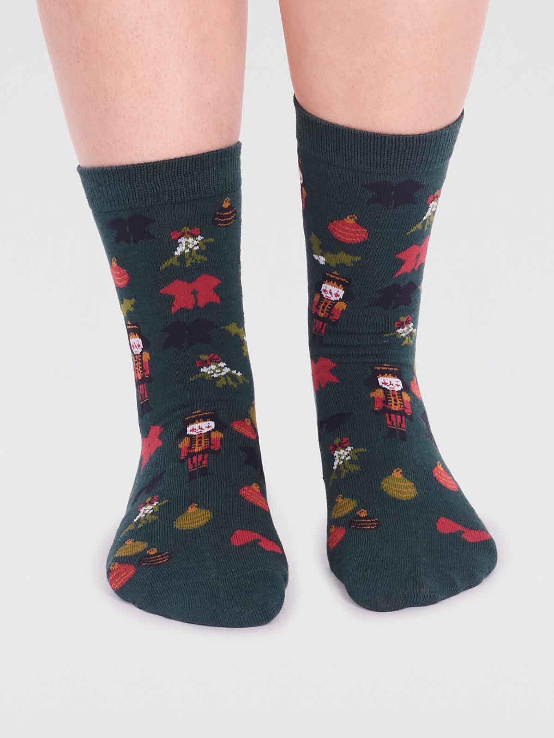 Clara Bamboo Nutcracker Sock - Forest Green