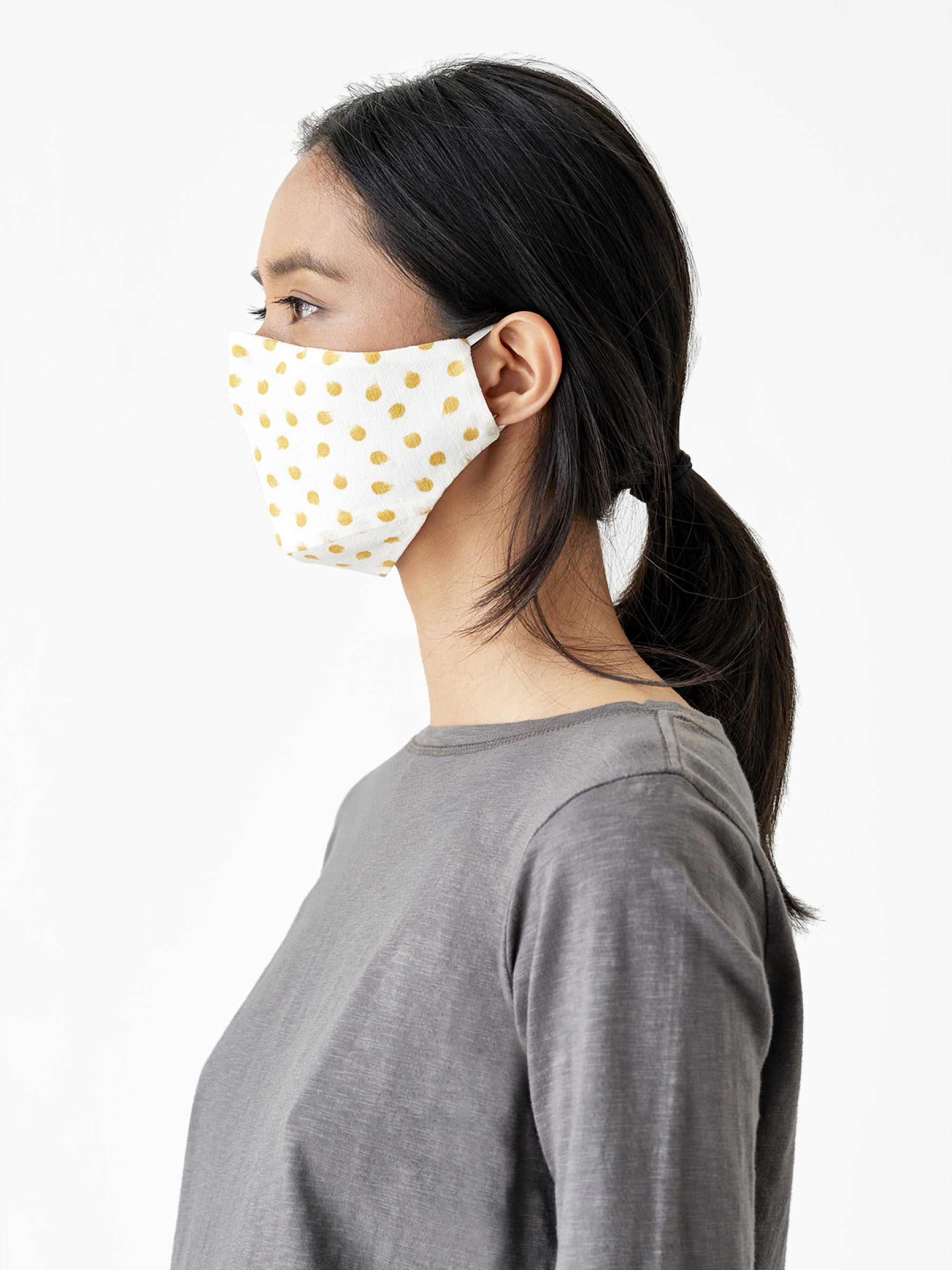 Organic Cotton Printed Face Mask - Sarita Yellow