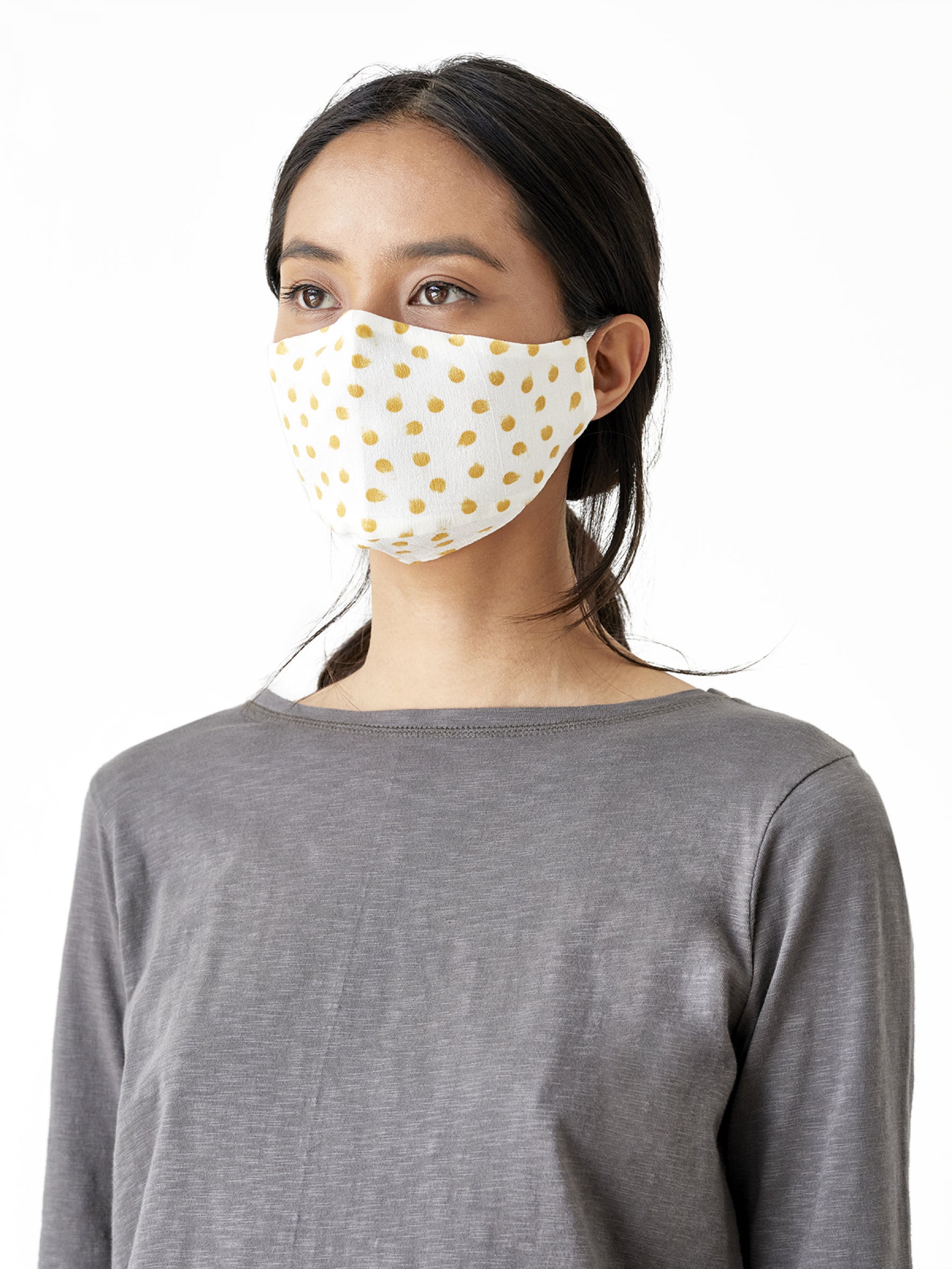 Organic Cotton Printed Face Mask - Sarita Yellow