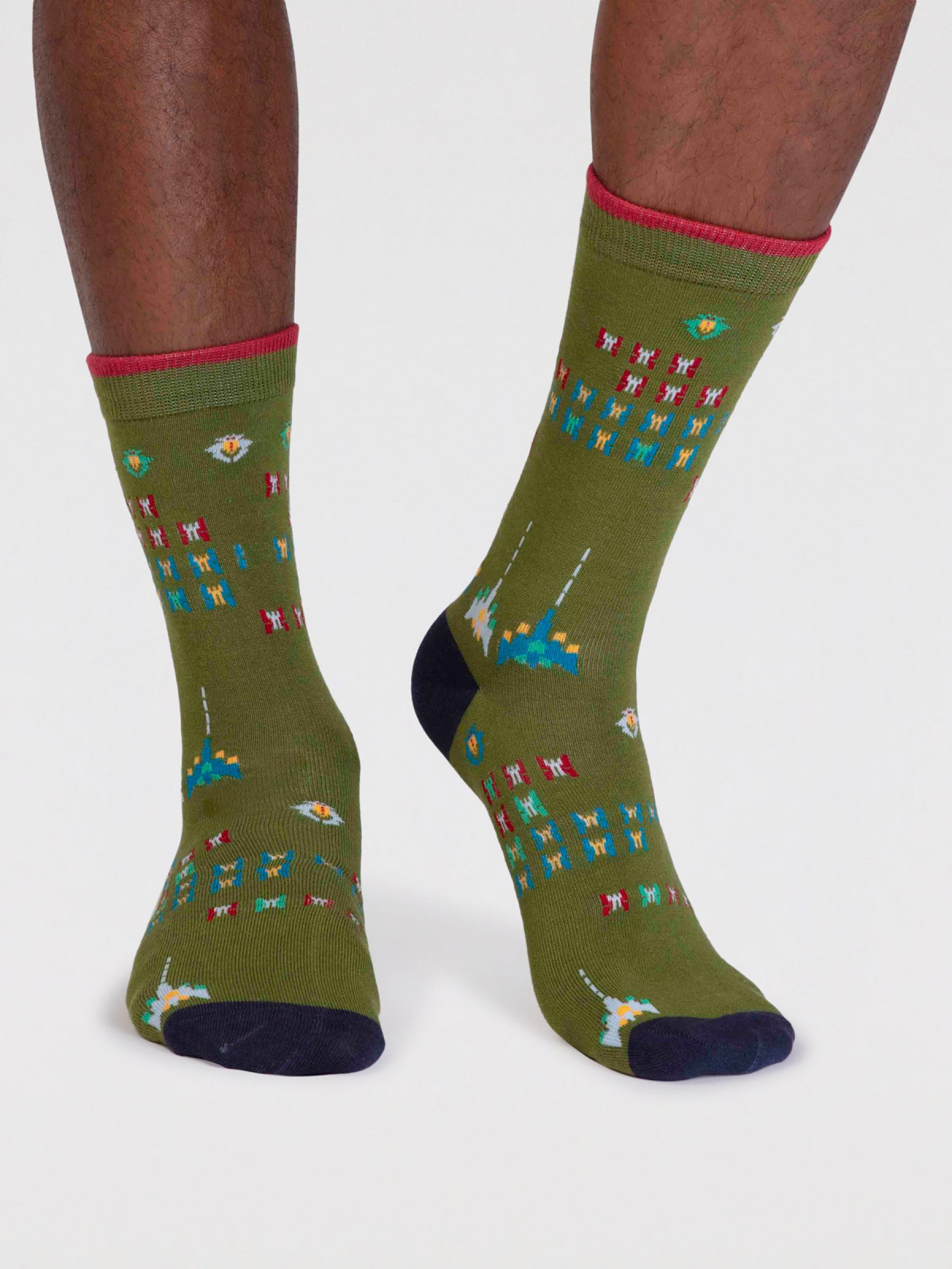 Lucas Bamboo Arcade Socks. - Moss Green