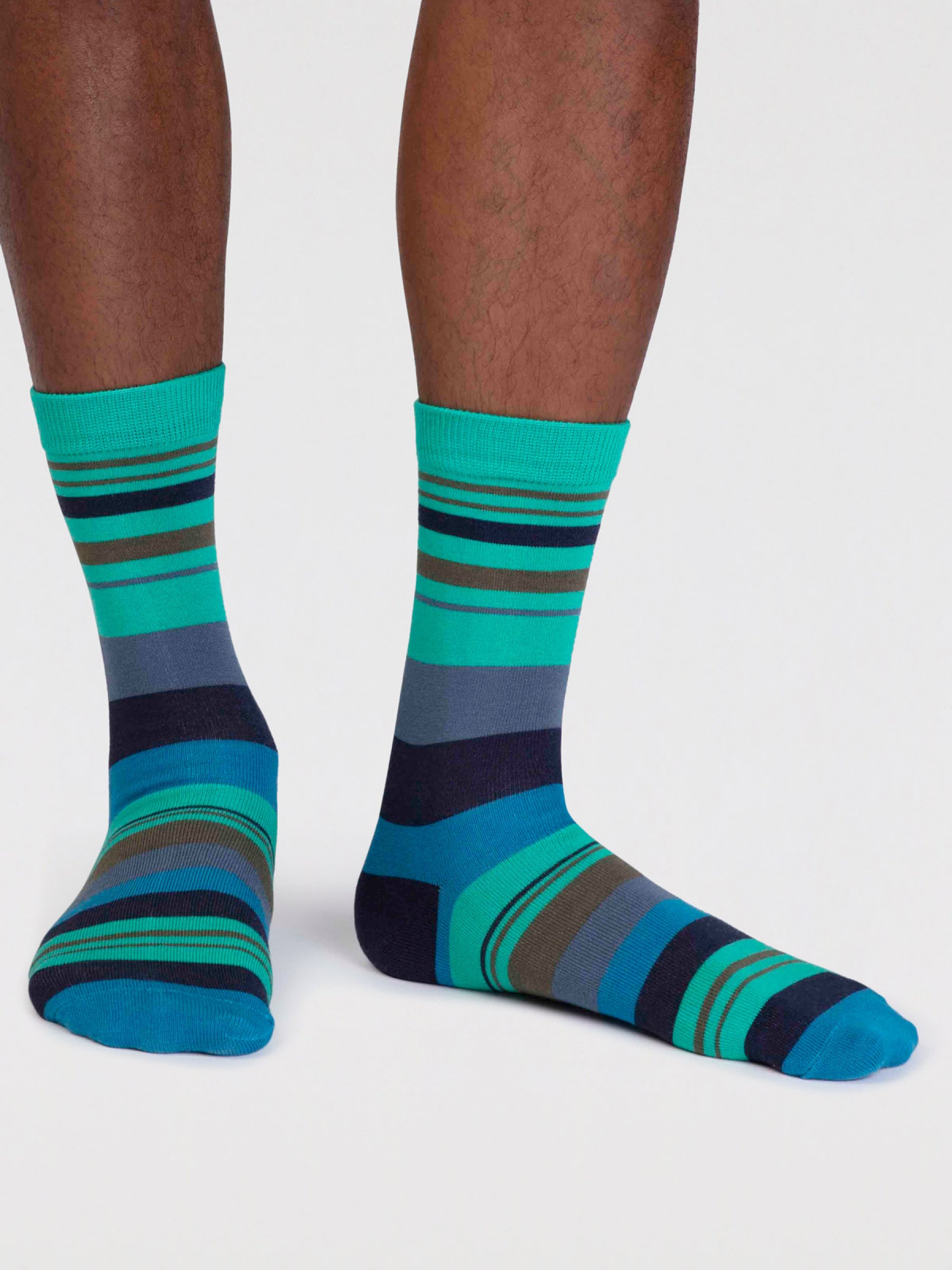 Maddock Bamboo Stripe Socks - Jade Green