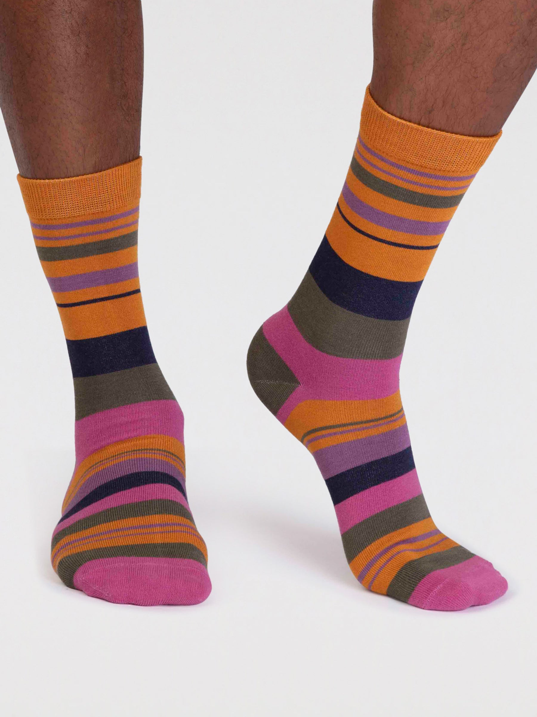 Maddock Bamboo Stripe Socks - Tumeric Yellow