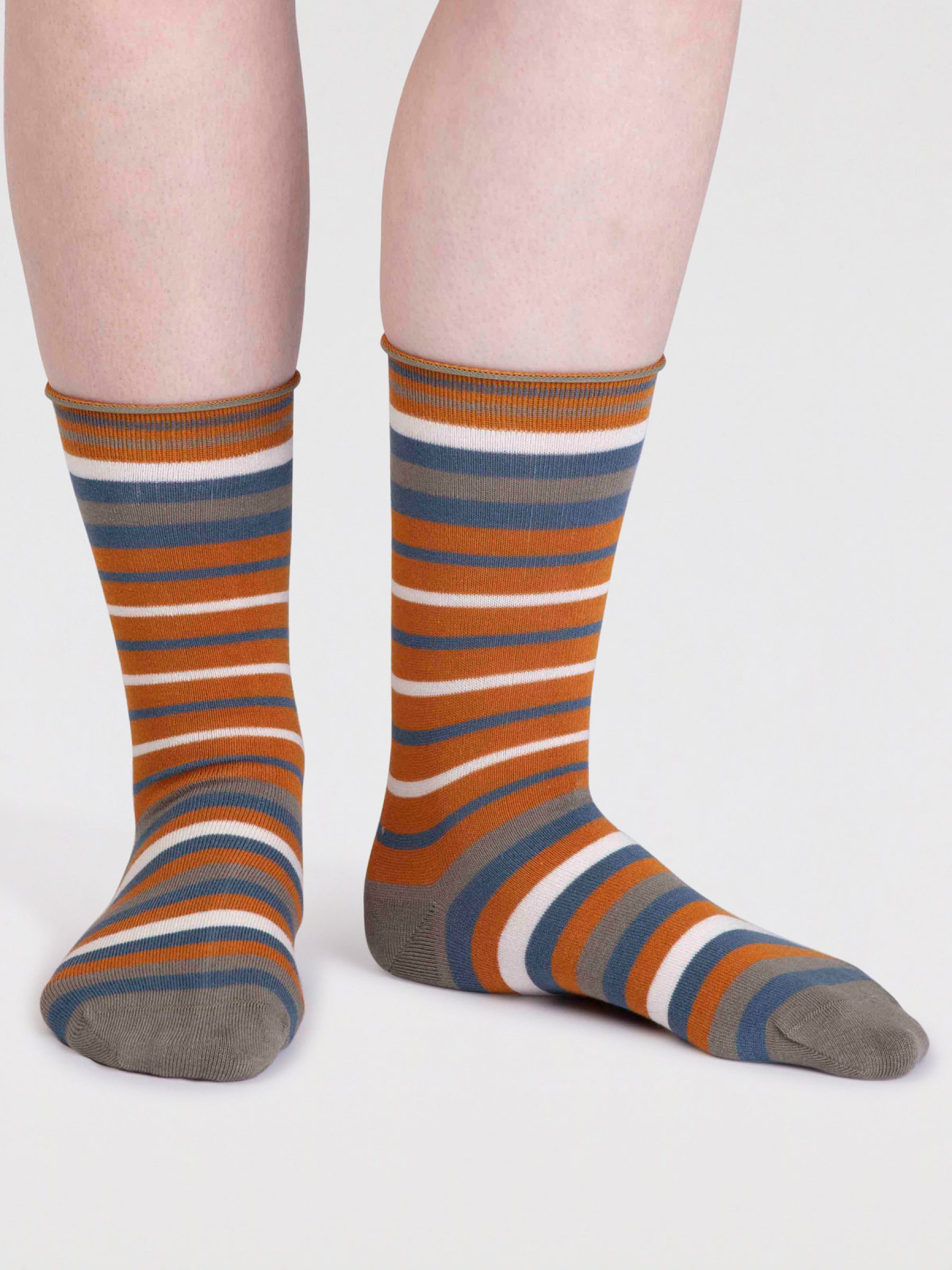 Lucia Bamboo Stripe Socks - Turmeric Yellow