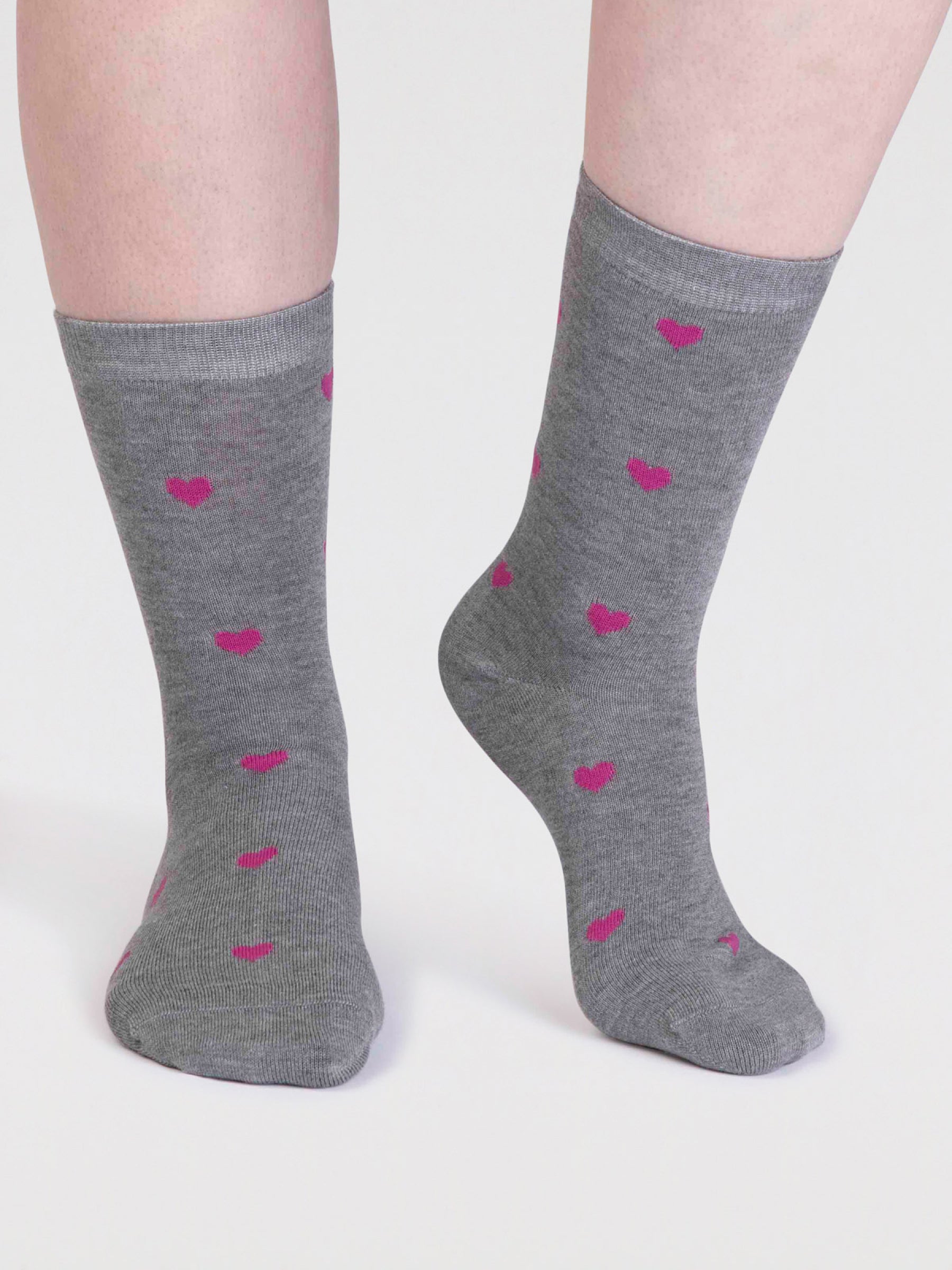 Haddie Bamboo Love Heart Socks - Grey Marle