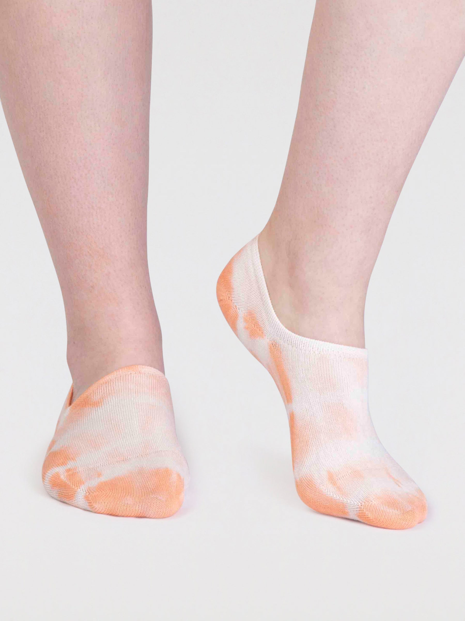 Anca Bamboo Tie Dye No-Show Socks - Coral Orange