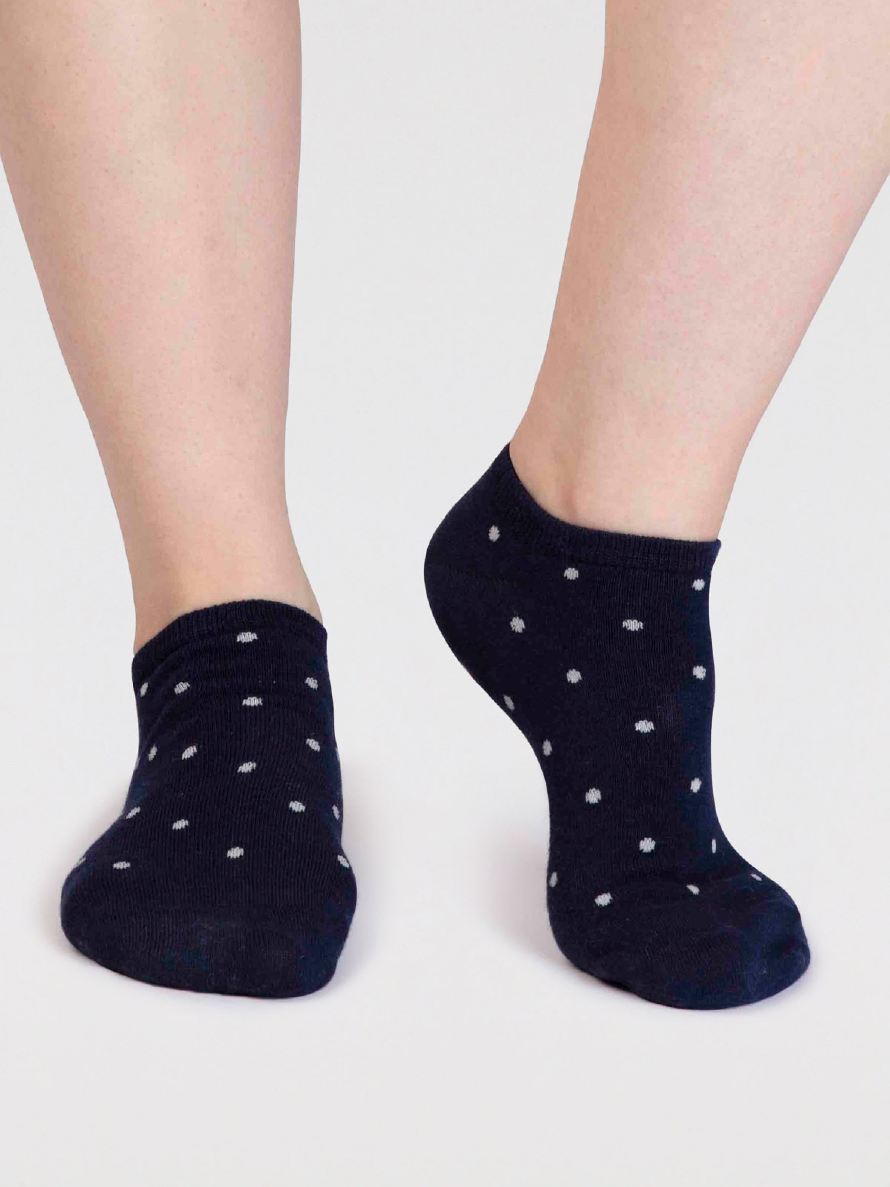 Dottie Bamboo Spotty Trainer Socks - Navy