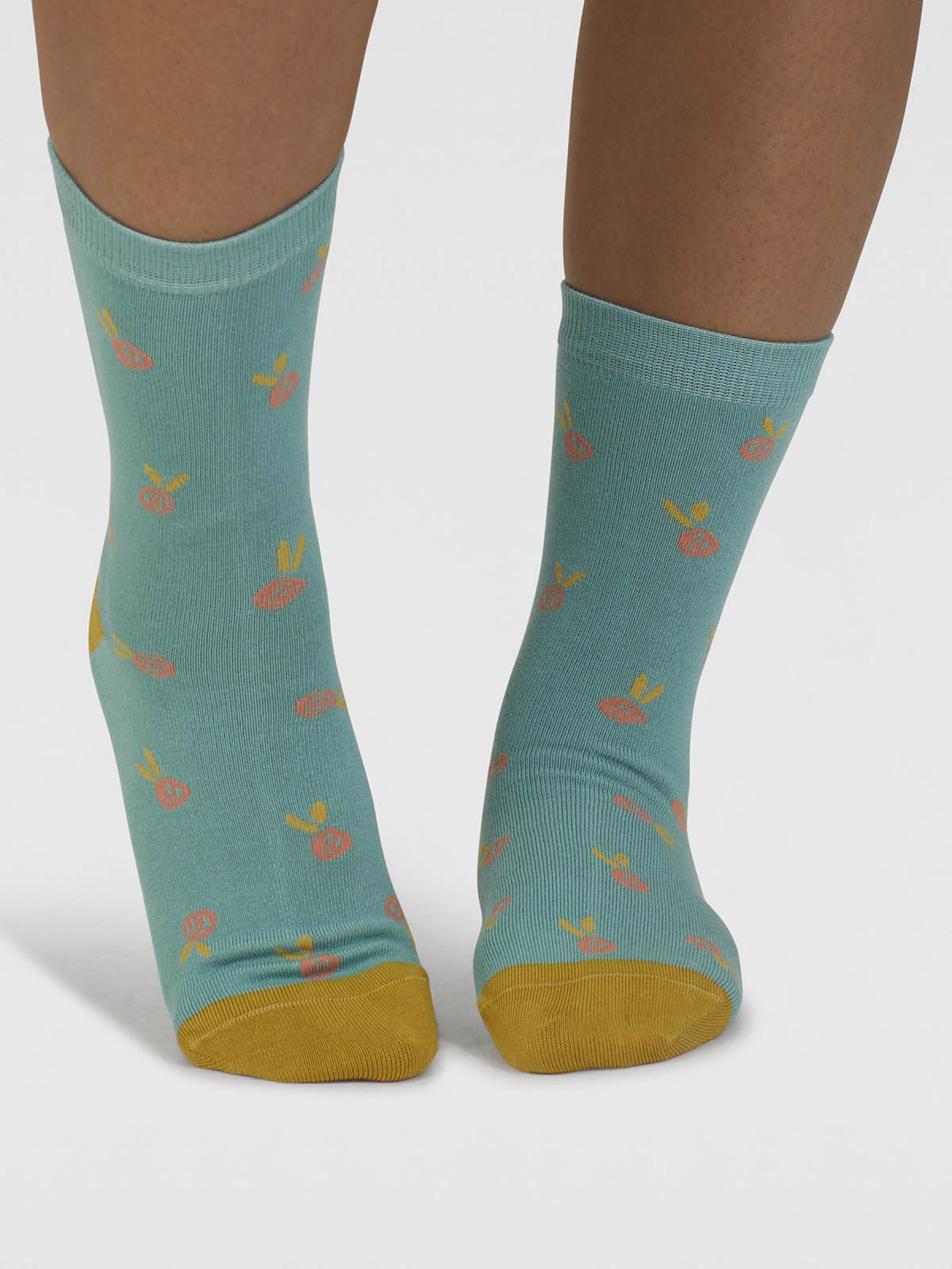 Mapel Floral Bamboo Socks - Pine Green