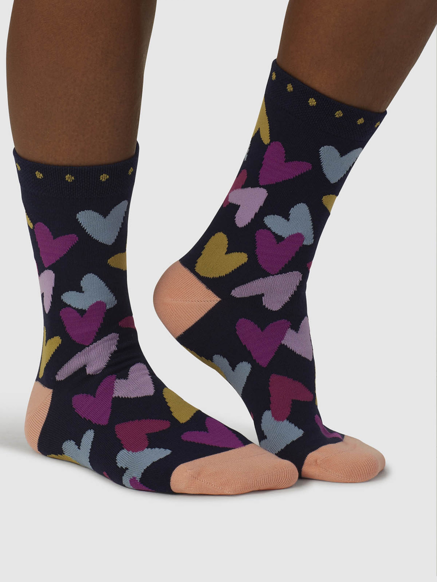 Tyas Heart Organic Cotton Socks - Navy