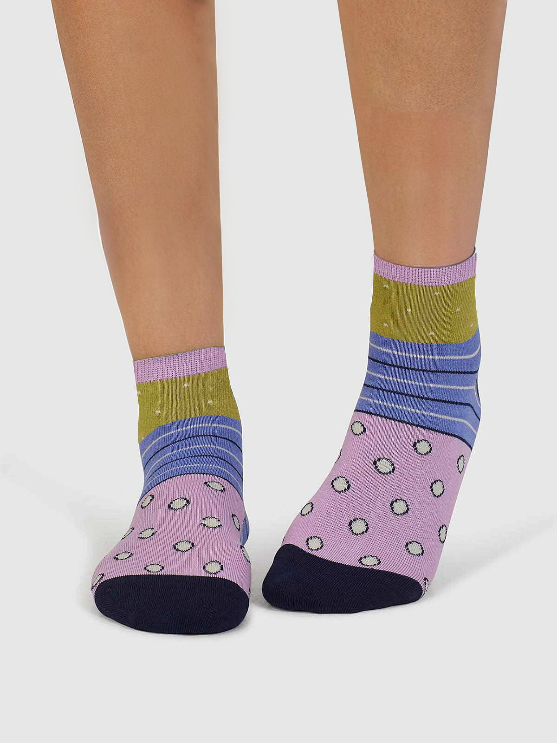 Rondel Spot And Stripe Bamboo Socks - Apple Green